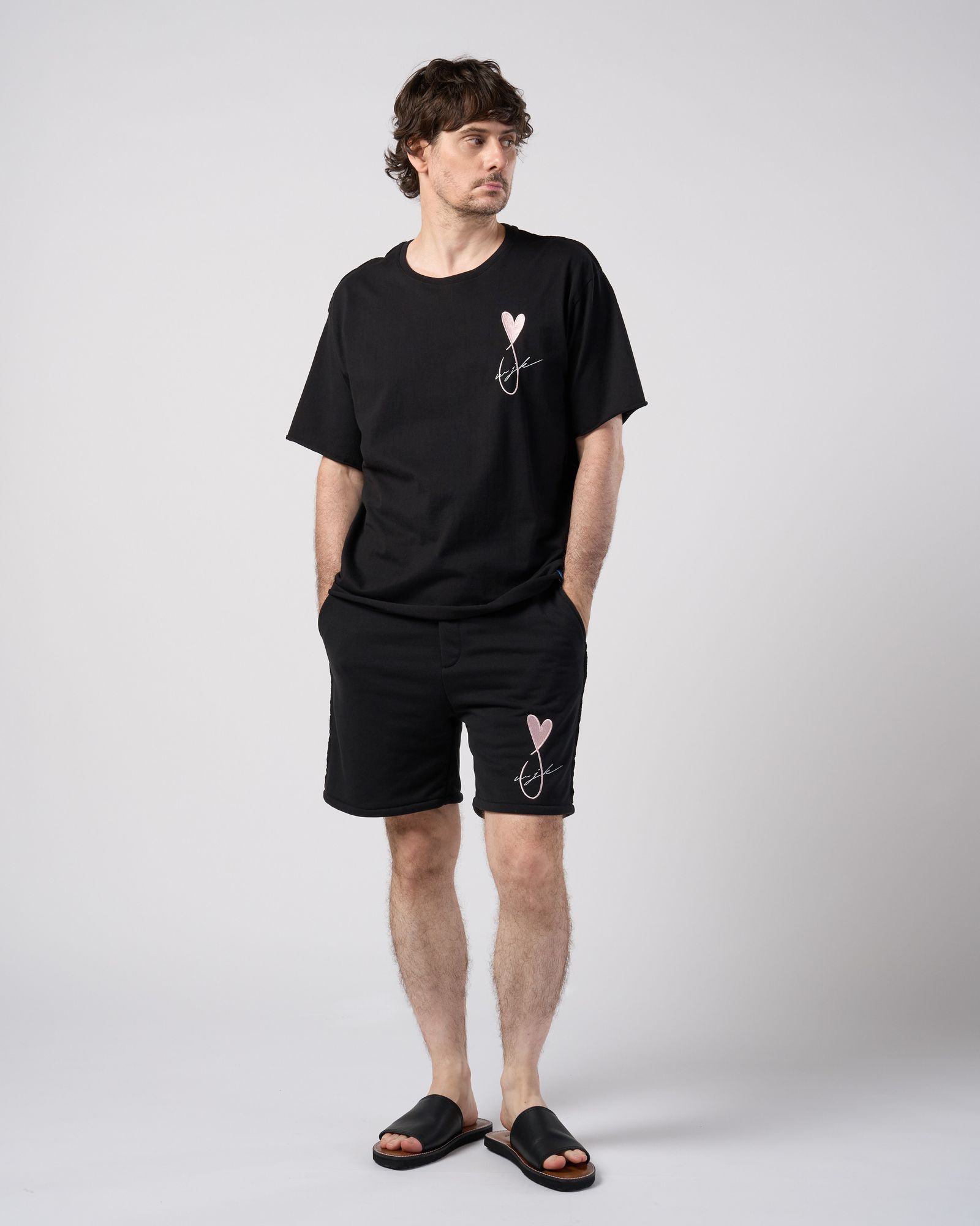 ☆先行予約☆Maison Honoré Paris× wjk  / ハートフィッシュ カットオフ 半袖Tシャツ / heart fish cut-off S/S / black×pink【710 hw01k】