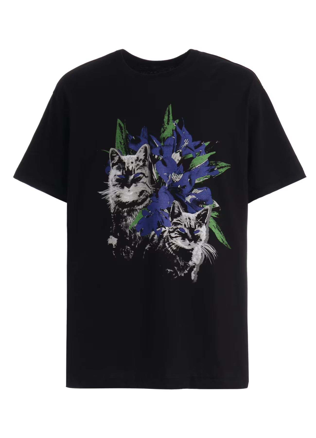 JERSEY CAT AND EDELWEISS T-SHIRT / BLACK [GW-T78-070-2]