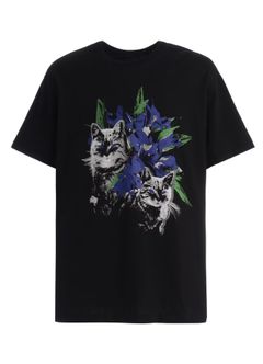 JERSEY CAT AND EDELWEISS T-SHIRT / BLACK [GW-T78-070-2]