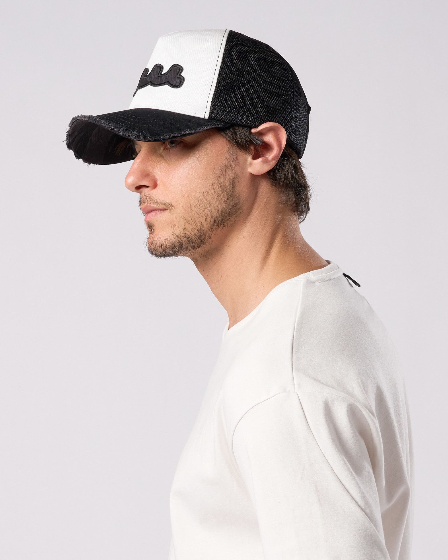 ☆先行予約☆ muta × wjk  / ウェーブ カットオフ メッシュキャップ / wave cut-off mesh cap / BLACK x WHITE 【810 mw05i】