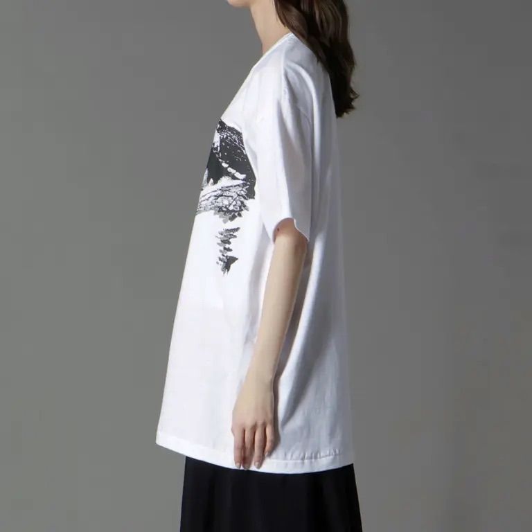 COTTON JERSEY SNAKE GRAPHIC T-SHIRT / WHITE [GL-T71-070-1-03]