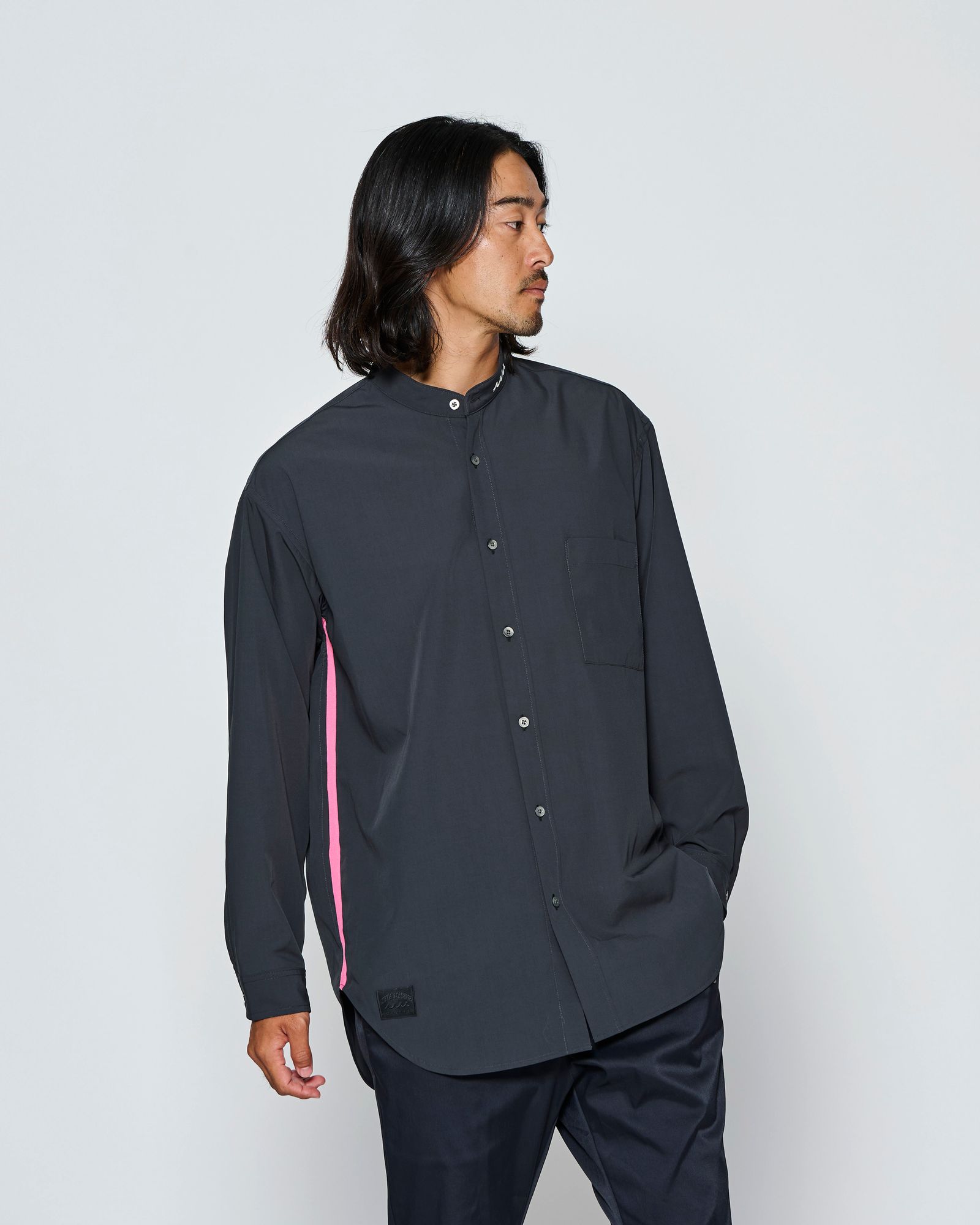 ☆先行予約☆muta MARINE × ACANTHUS  /バンドカラーシャツ /  Band Collar Shirt / BLACK【MA2723】
