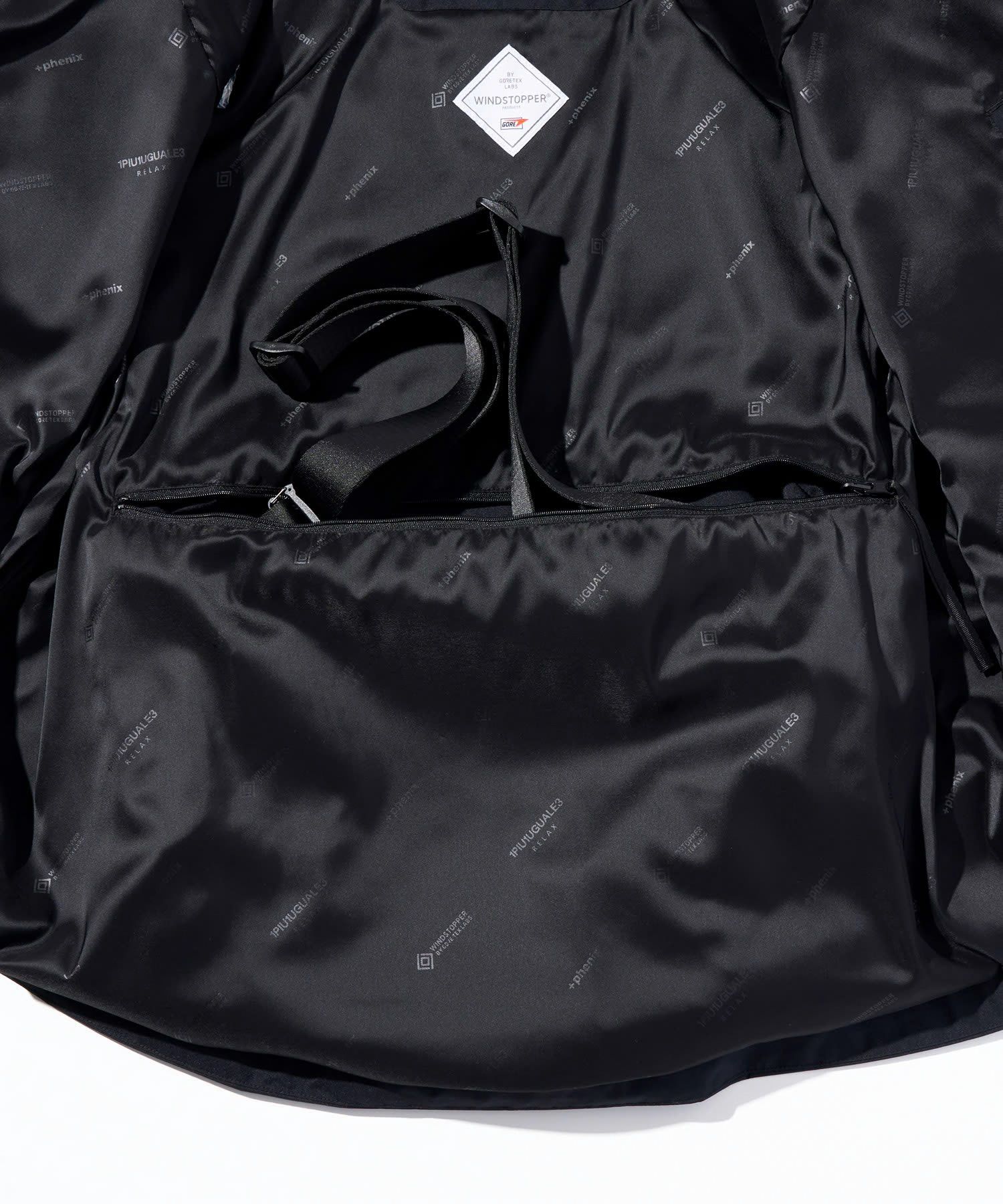 ☆先行予約☆1PIU1UGUALE3 RELAX × +phenix / トランスフォームマウンテンパーカー WINDSTOPPER プロダクト by GORE-TEX LABS /ウィンドストッパー / ゴアテックス  / ブラック【USO-26130】