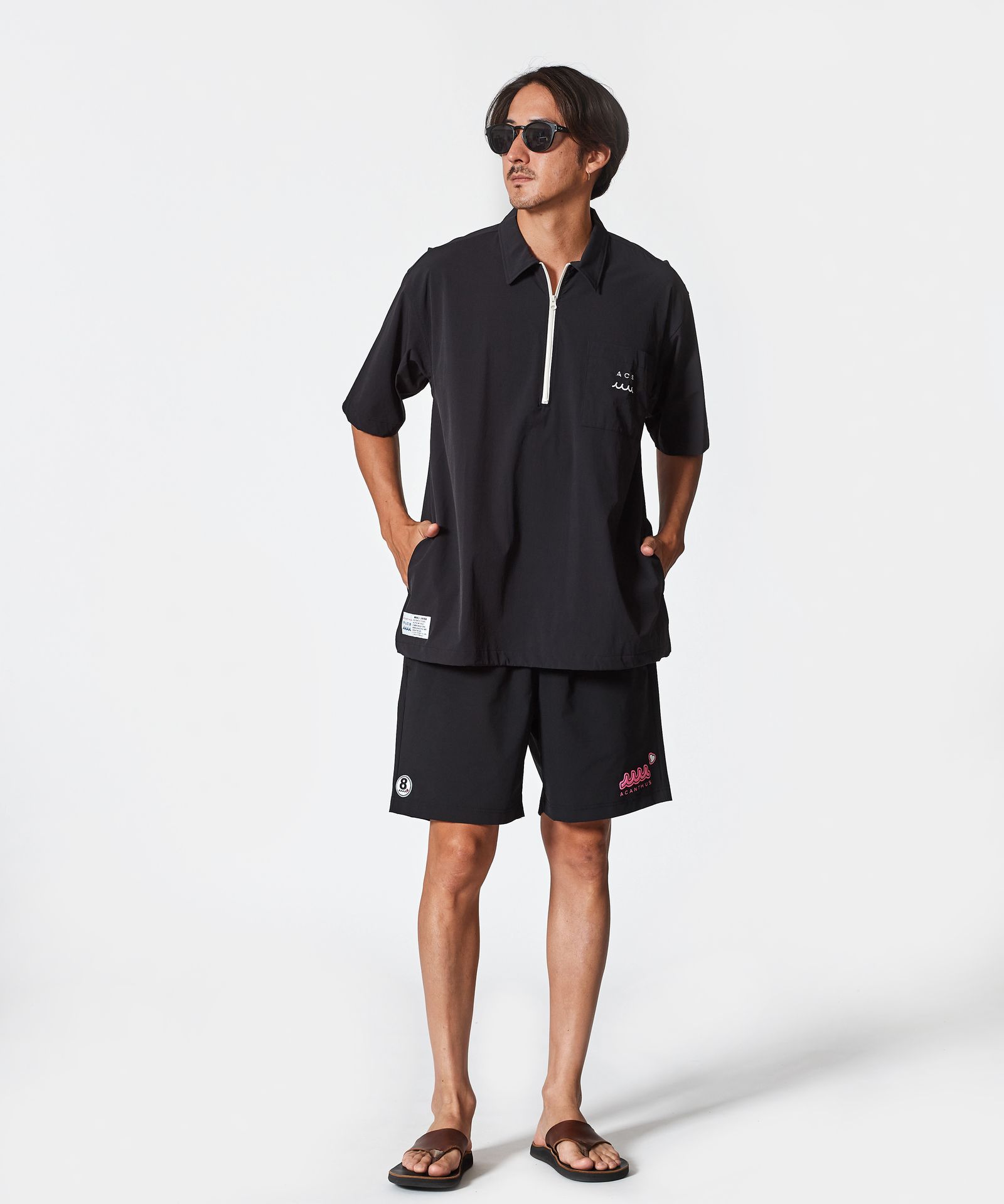 ACANTHUS - ACANTHUS × muta MARINE / muta Half ZIP S/S Shirt ACANTHUS - ACANTHUS × muta MARINE / muta Half ZIP S/S Shirt
