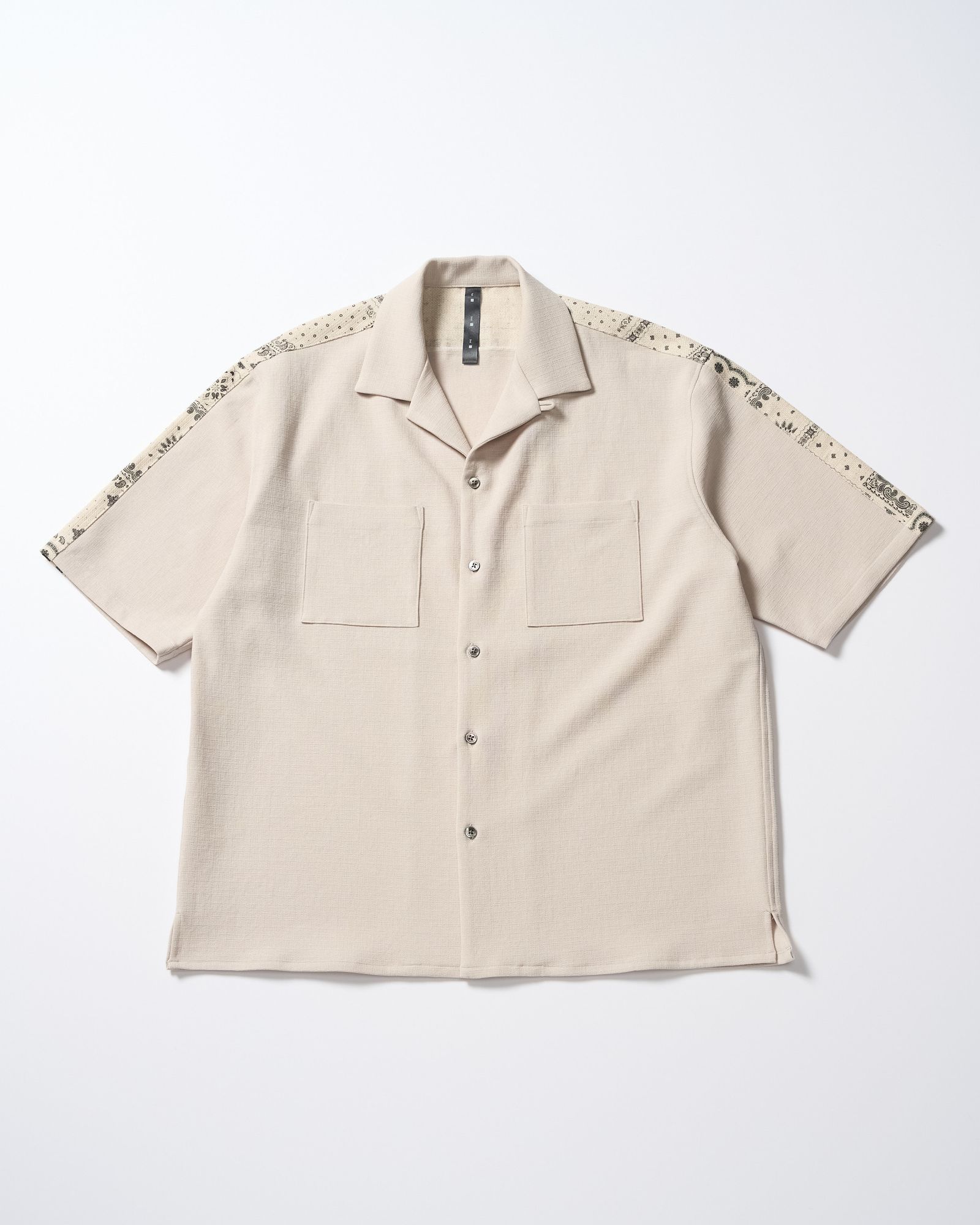 ☆先行予約☆ バンダナプリントパネルオープンカラーシャツ /  bandana print panel open shirt / BEIGE [4401 pe48i]