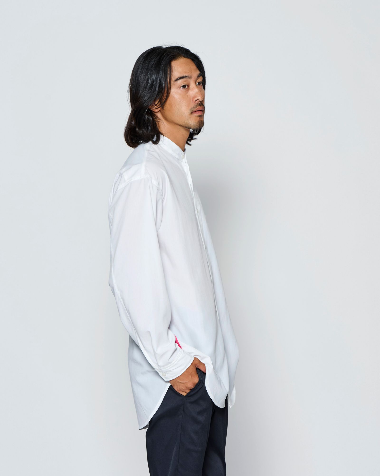 ☆先行予約☆muta MARINE × ACANTHUS  /バンドカラーシャツ /  Band Collar Shirt / WHITE【MA2723】