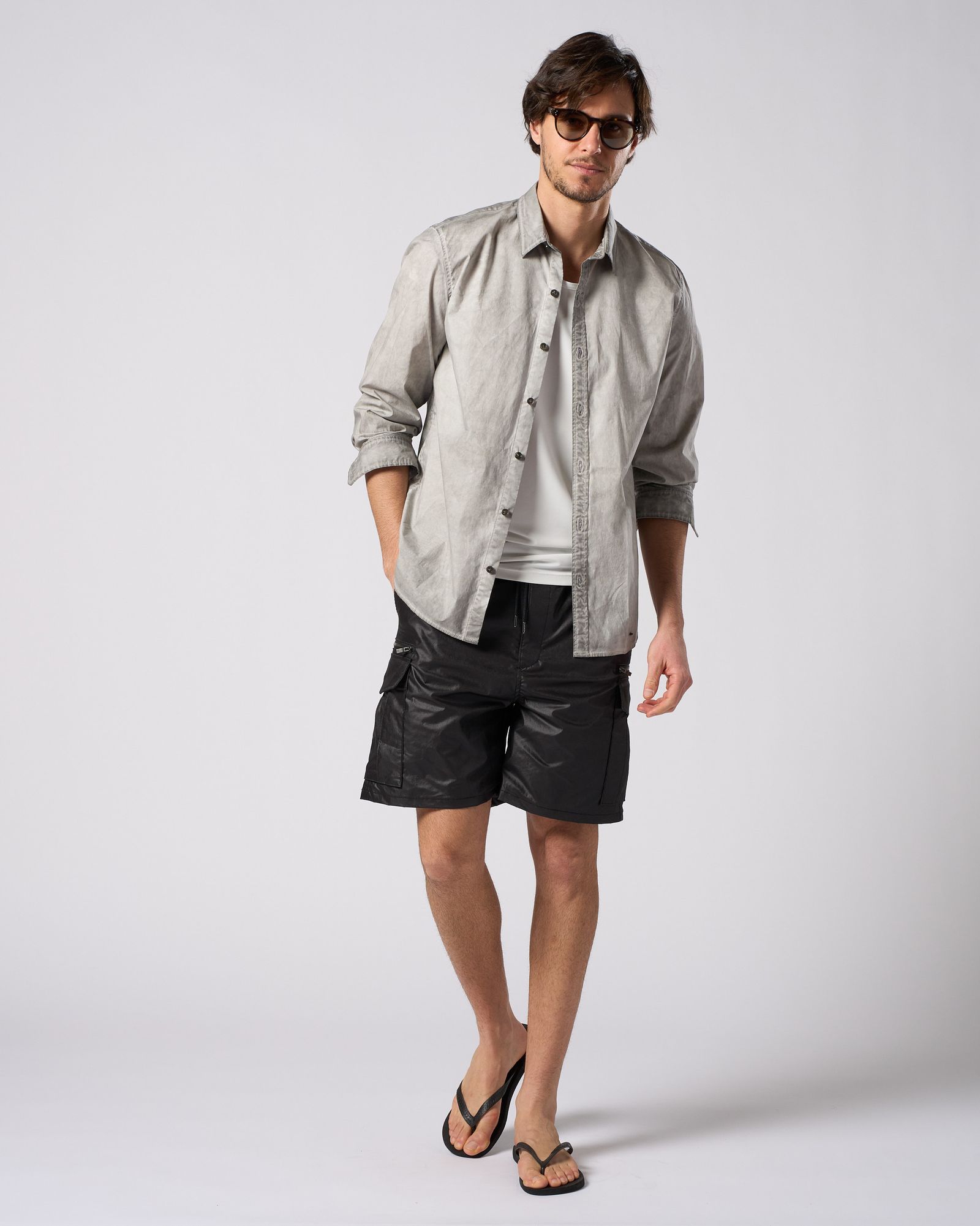 ☆先行予約☆ カーゴショーツ / solid cargo shorts / BLACK [5220 pe52i]