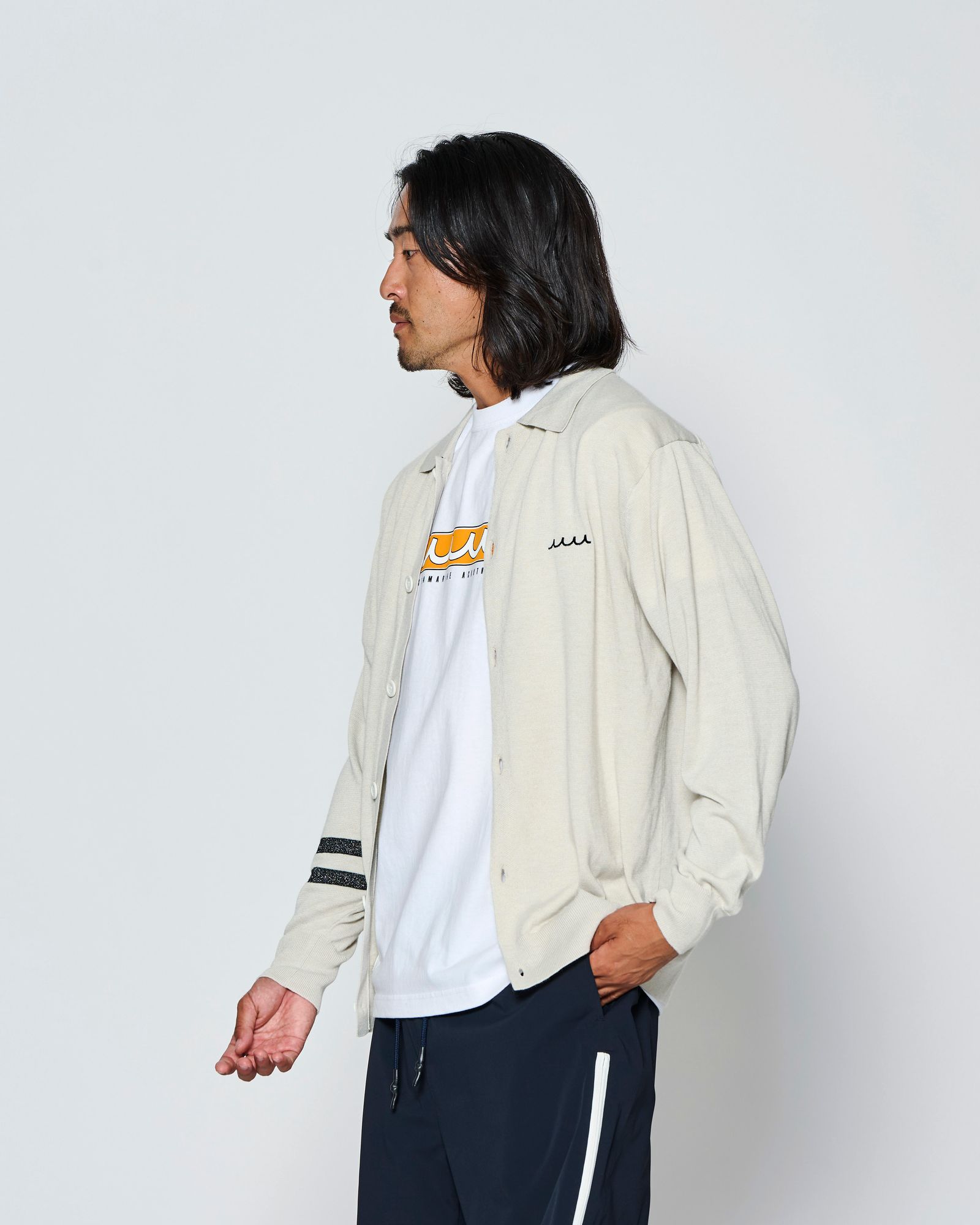 ☆先行予約☆muta MARINE × ACANTHUS  / ニットカーディガン / muta knit cardigan / LIGHT BEIGE【MA2725】