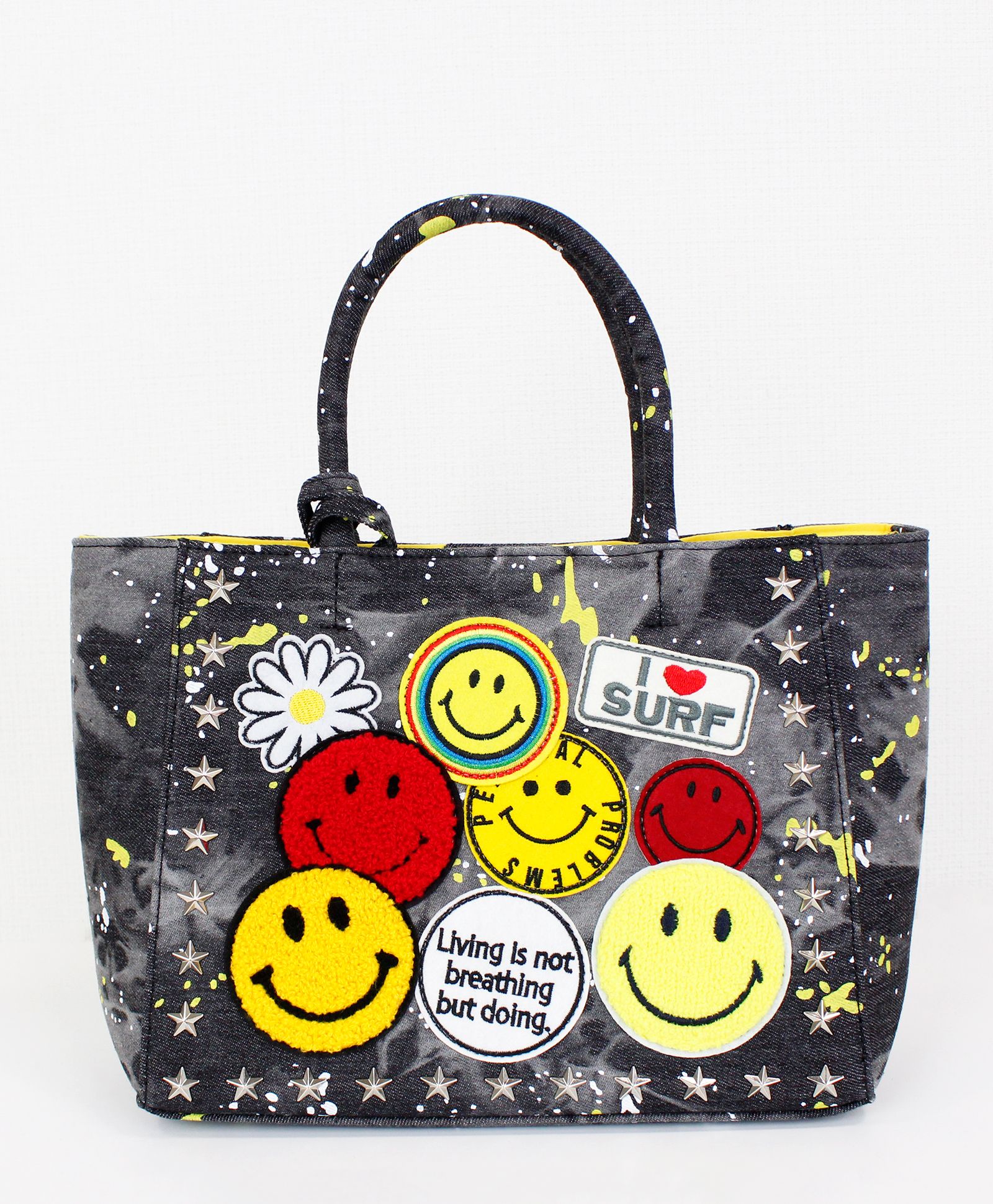 Tre Star スマイリーワッペントートバッグ Sサイズ Smily Wappen Tote S Tsws 01 Gray Paint Denim Maverick Group Online Store