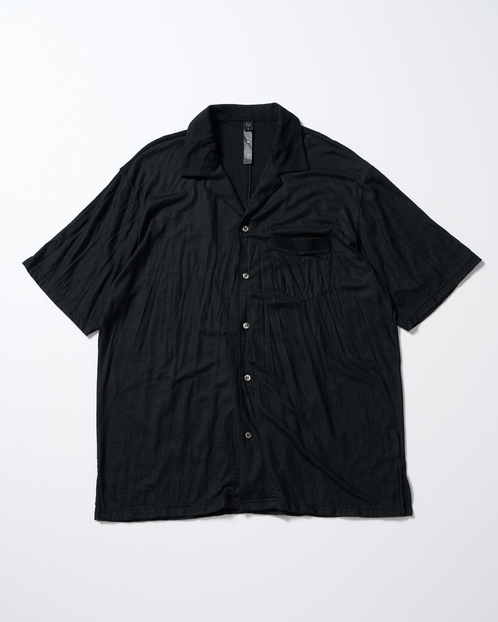 ☆先行予約☆ オープンカラーシャツ /  ex.comfy wool open collar shirt / BLACK [4910 wn08i]