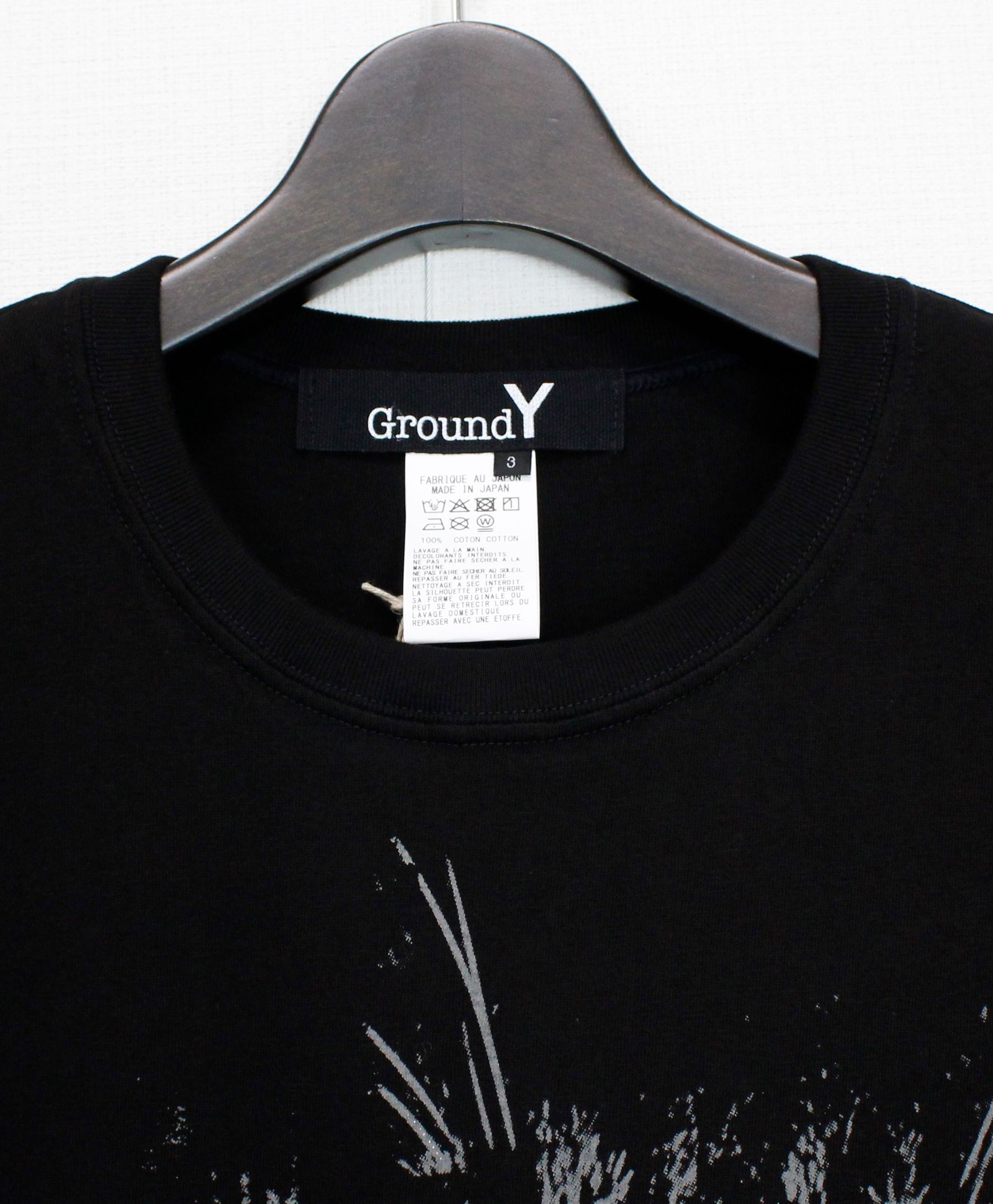 Ground Y Tシャツ カットソー Ground Y - COTTON JERSEY CAT GRAPHIC T-SHIRT / BLACK [GL-T72