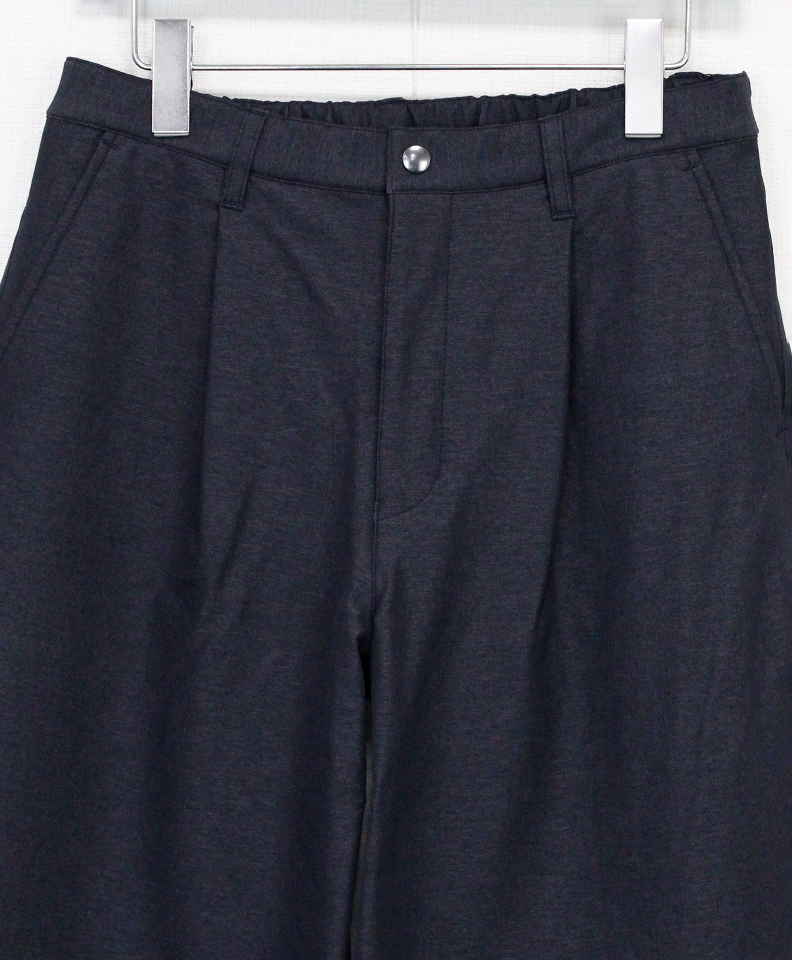 N/Peダブルクロスストレッチ ワンタックワイドパンツ / チャコールグレー [66003]