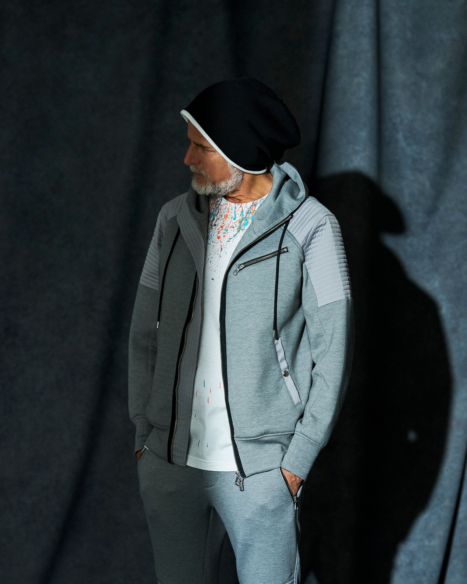 ☆先行予約☆  バイカーパーカー / フーディー / Double-knit Biker Hoodie / GREY 【DW2601】