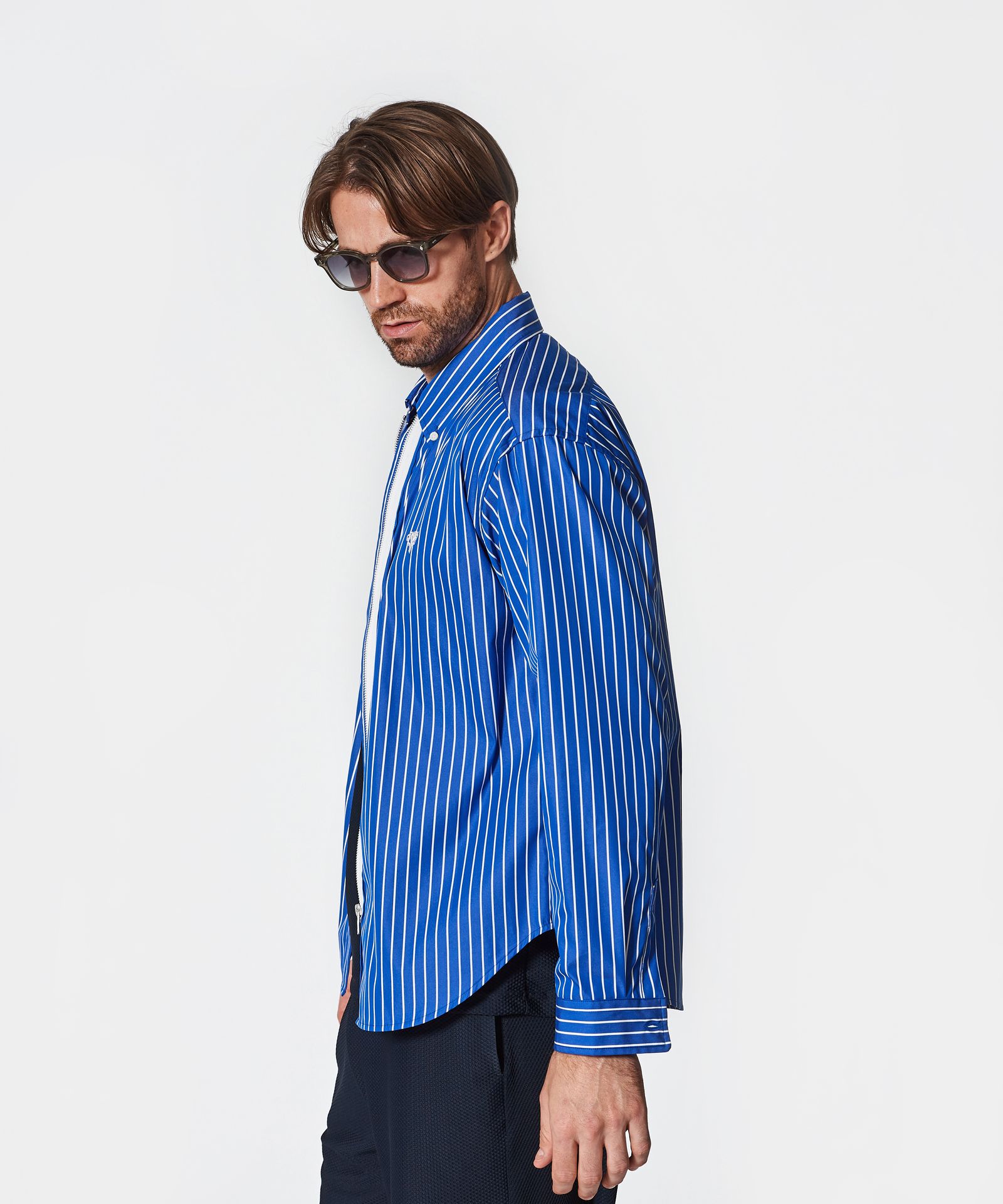 Remake Zip Up Shirt / リメイクジップシャツ / BLUE STRIPE【SH2501】