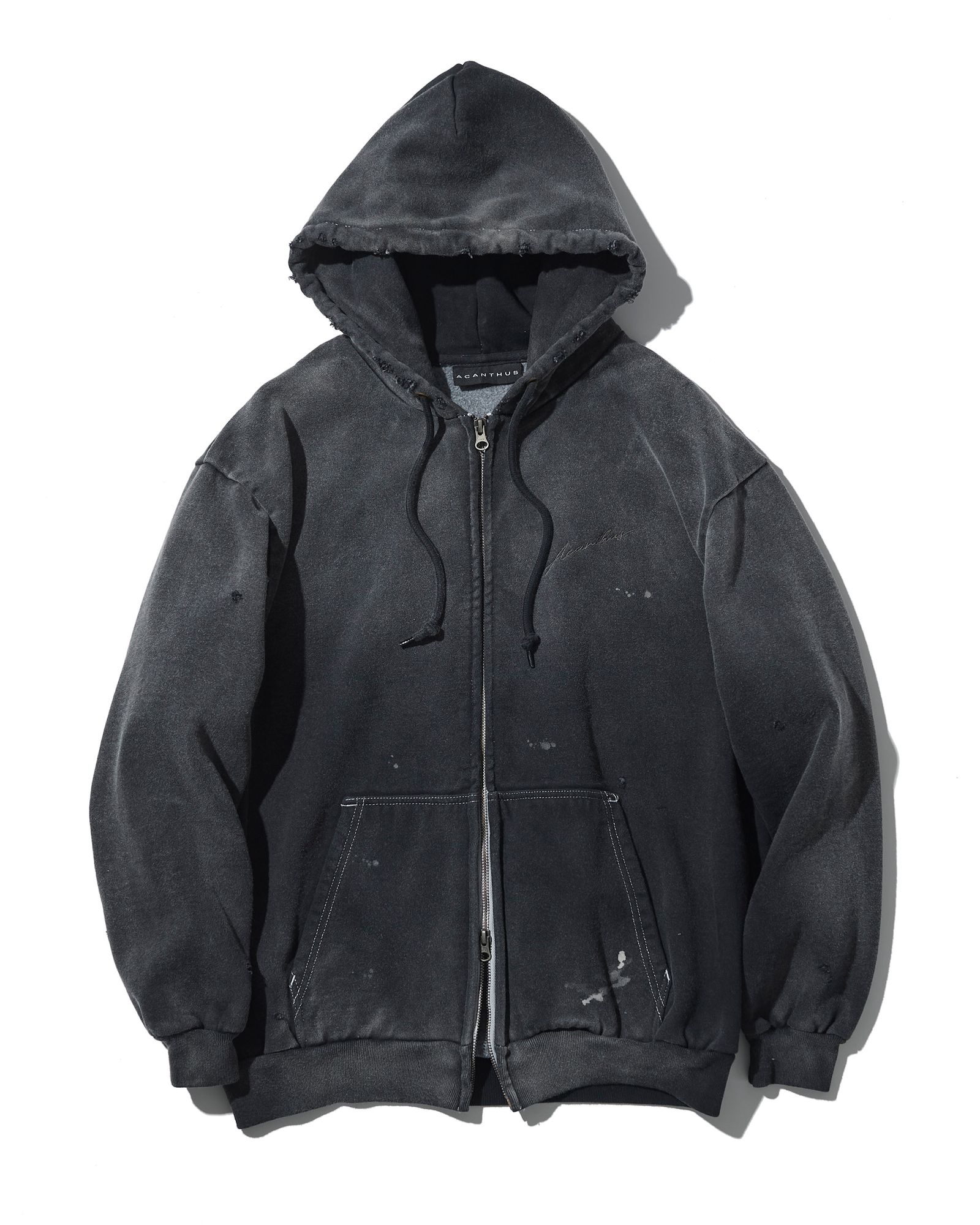 Damaged Zip Up Hooded Sweatshirt / ジップパーカー / FADEDBLACK 【DH2501】