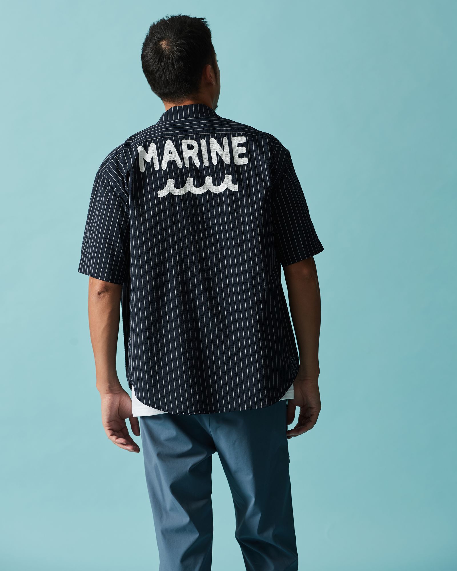 ☆先行予約☆muta MARINE × ACANTHUS  /Dot Air®ジップアップショートスリーブシャツ / Dot Air® Zip Up S/S Shirt / WHITE STRIPE【MA2604】