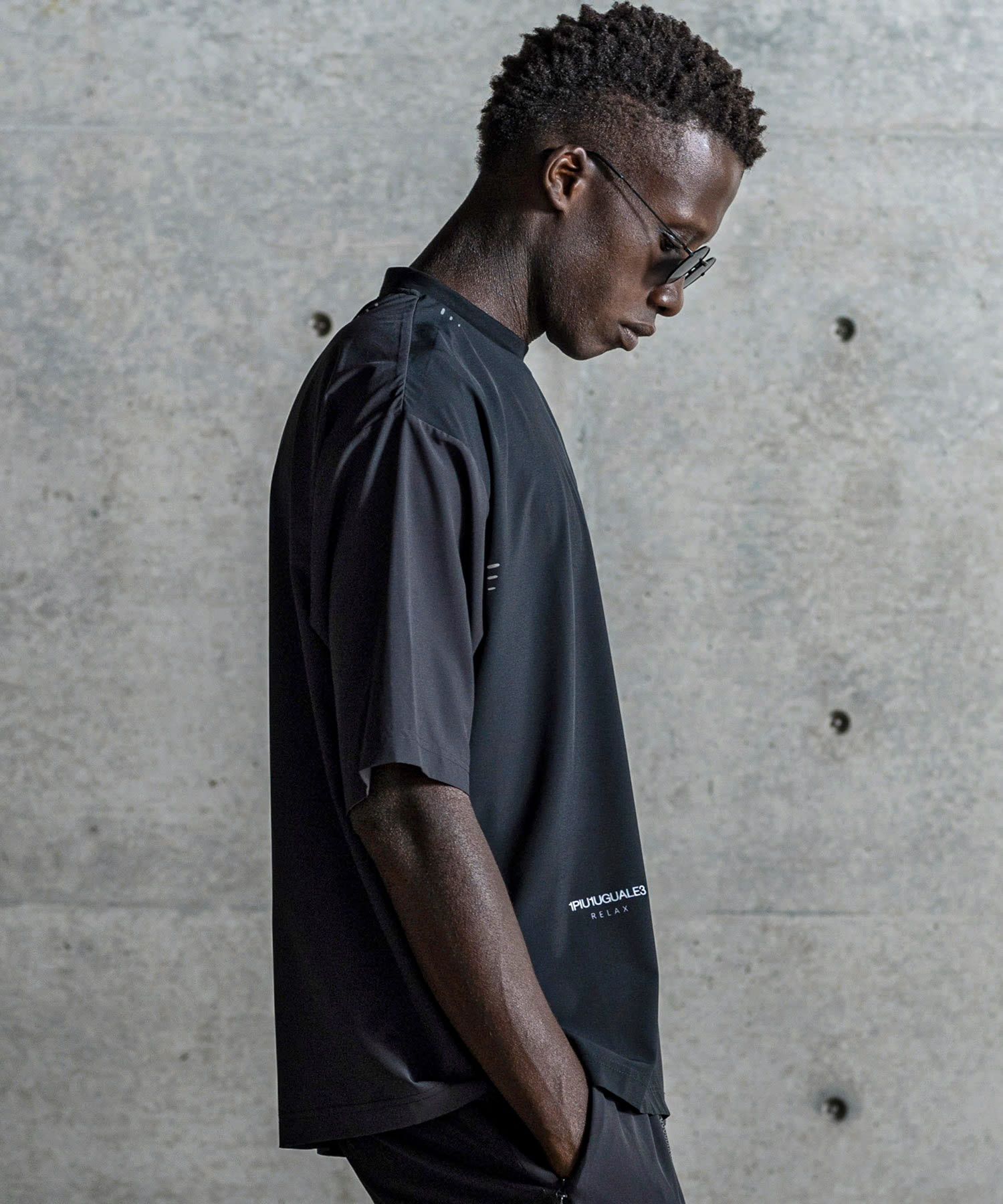 バイカラーランニング半袖Tシャツ / ブラック【UST-26032】