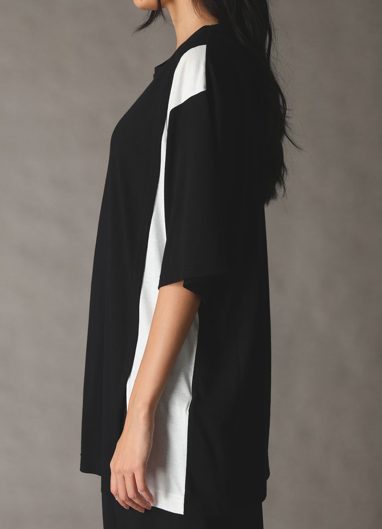 COMBINATION JERSEY MIX T-SHIRT / BLACK [GK-T10-803-1]