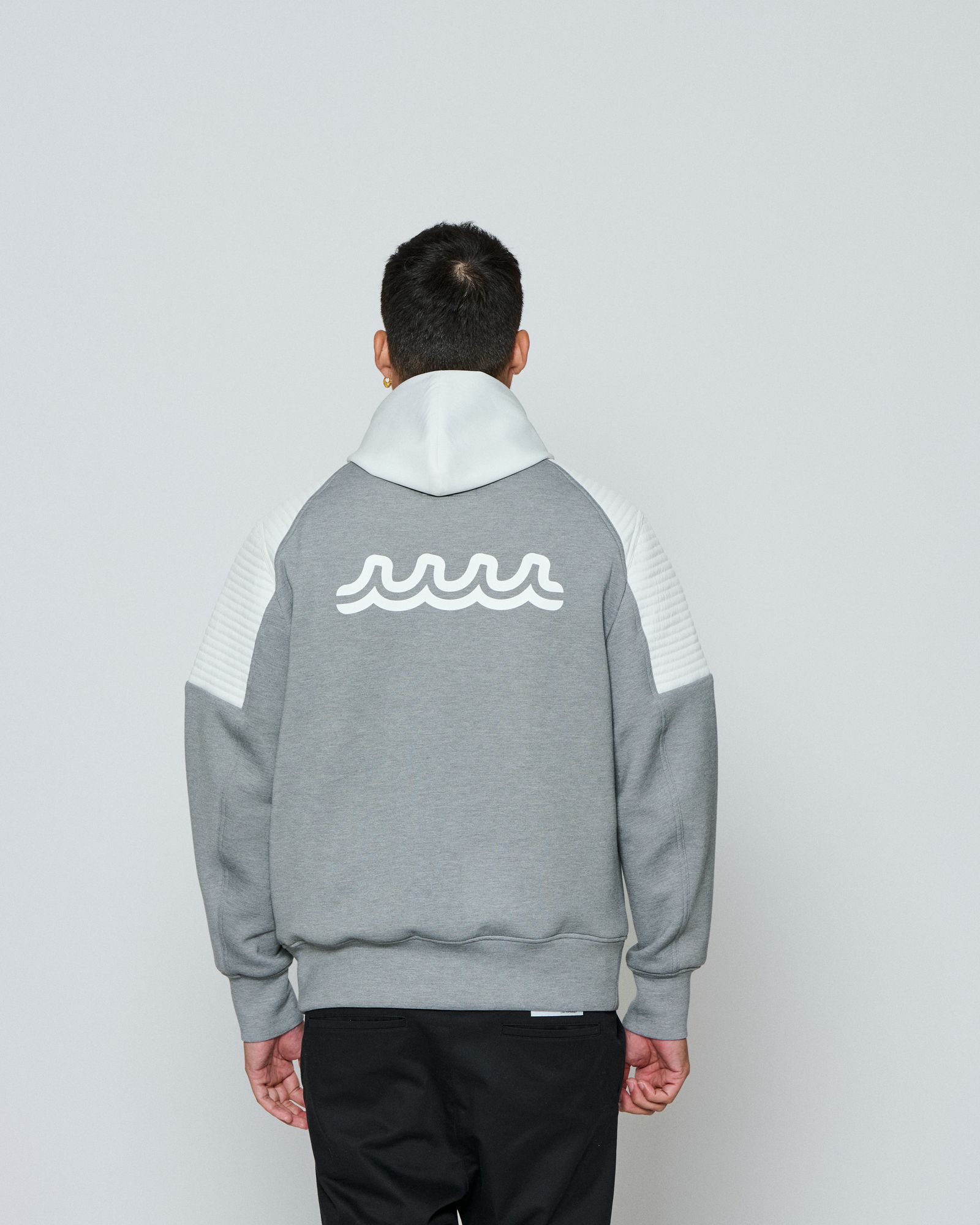 ☆先行予約☆ muta MARINE × ACANTHUS / ジップアップバイカーパーカー / Double-knit Biker parka / GREY【MA2652】