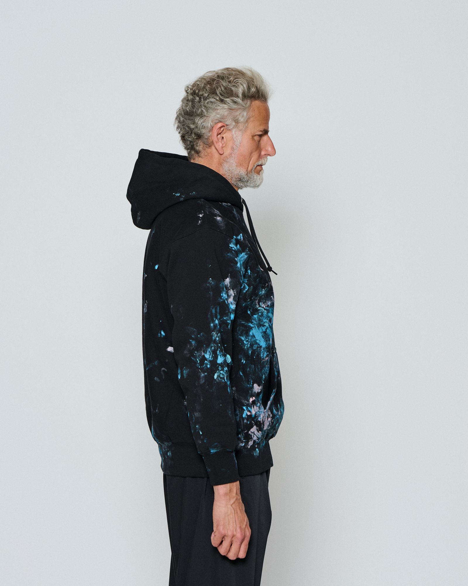 ☆先行予約☆  アブストラクトペイントフーディー / パーカー / Abstract Paint Hooded Sweatshirt / BLACK 【HJ2604】