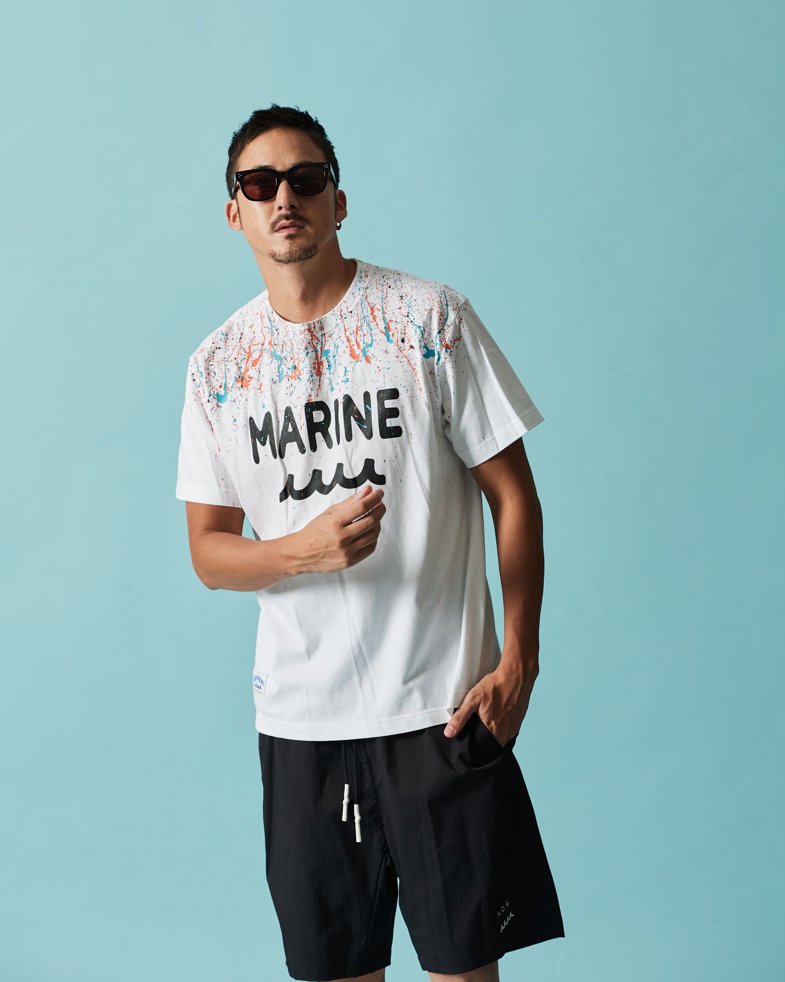 ☆先行予約☆muta MARINE × ACANTHUS  / スプラッシュマリンロゴTシャツ  /  Splash Marine Logo Tee / WHITE【MA2614】