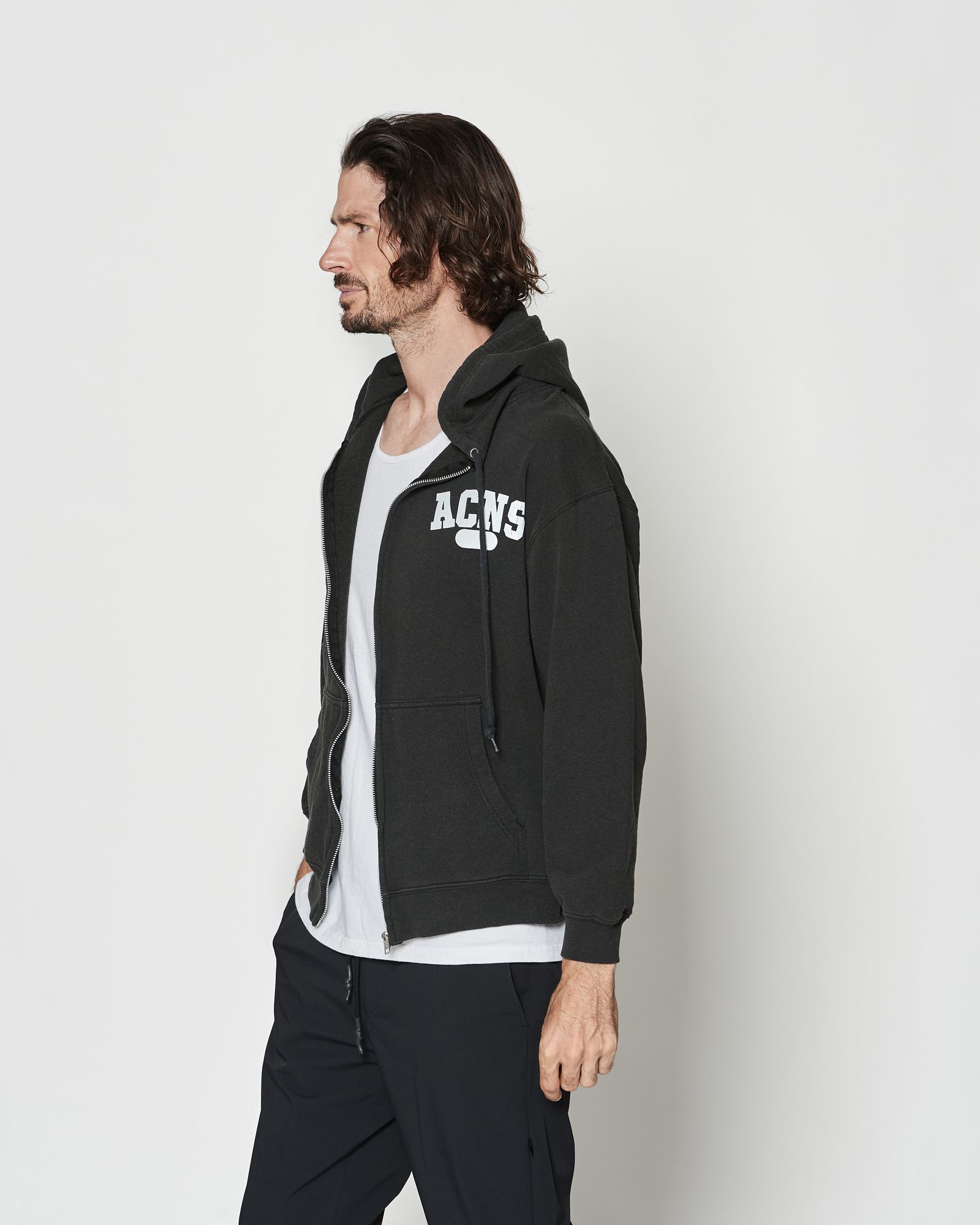 ☆先行予約☆ エイジングカレッジロゴ スウェットジップフーディー / パーカー / Aging College Logo Zip Up Hooded Sweatshirt / BLACK【HJ2601】