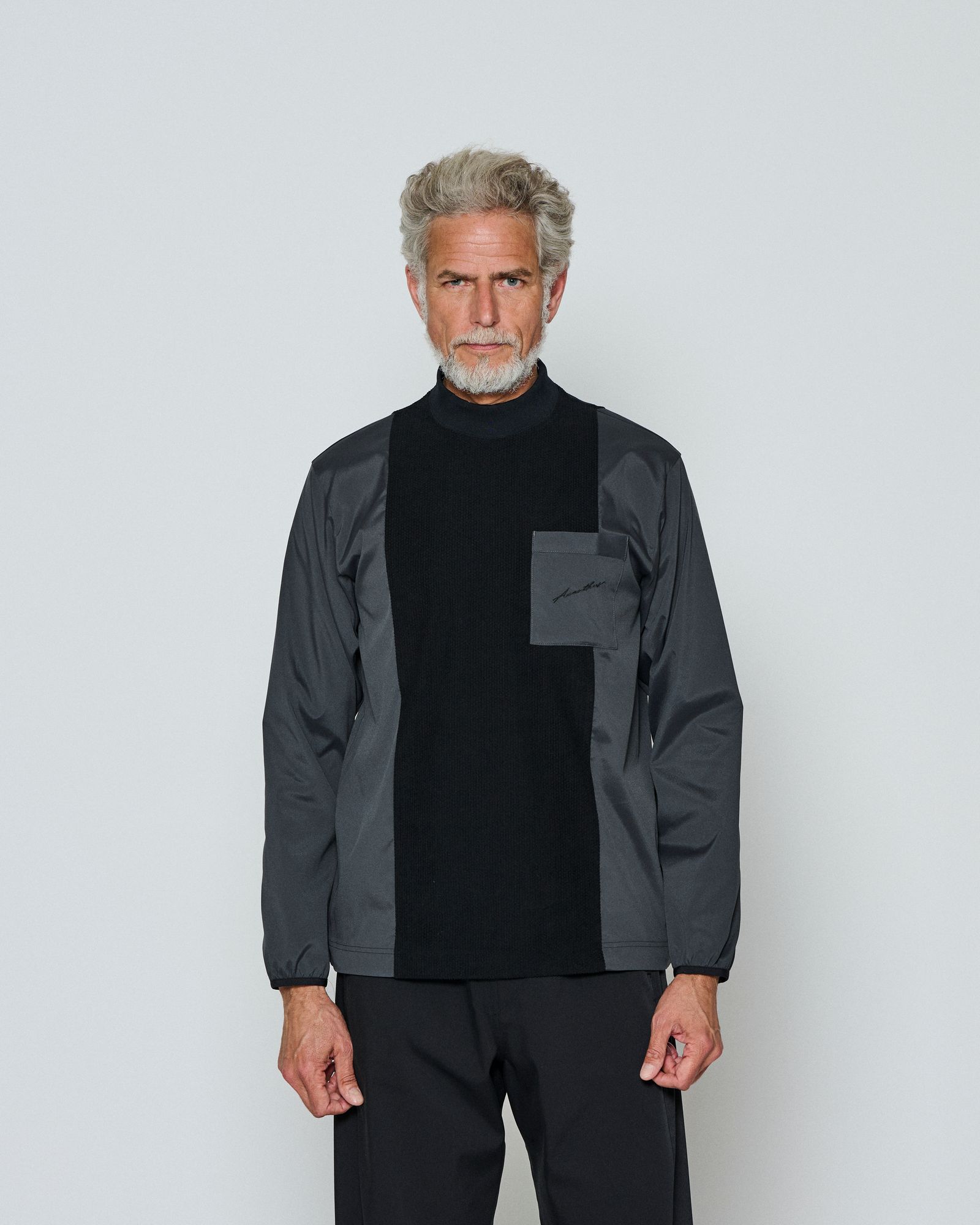 ☆先行予約☆  モックネックL/Sトップ / Split Mockneck L/S Top / BLACK(BODY) CHARCOAL(ARM)【CT2609】