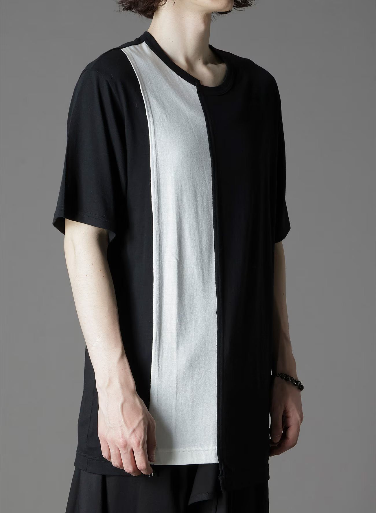 SILKETTE JERSEY W/ NUMBER PATTERN TSUJIKIRI LONG SLEEVED T-SHIRT / BLACK x WHITE [GL-T11-803-1-01]