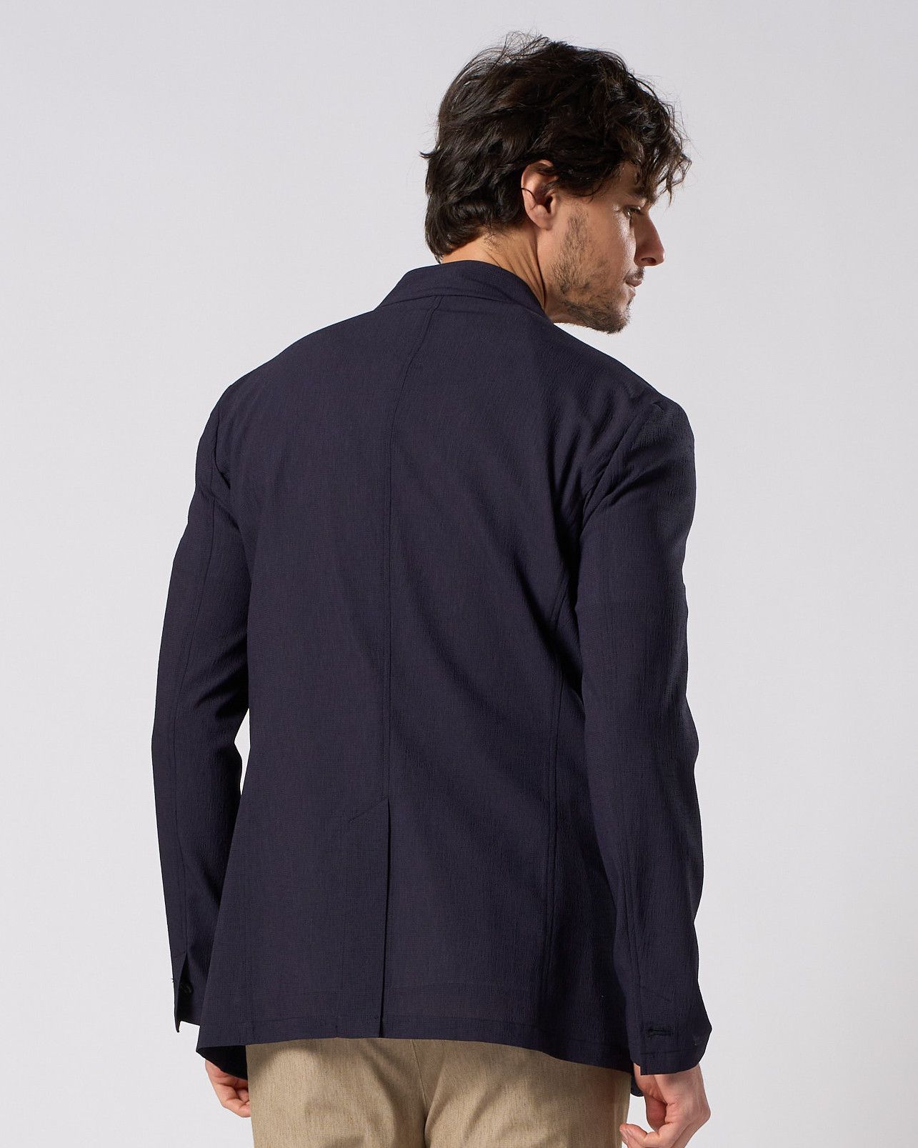 ☆先行予約☆ ノーカラー シングルジャケット /  solid collar single jacket / NAVY [2090 pe51i]
