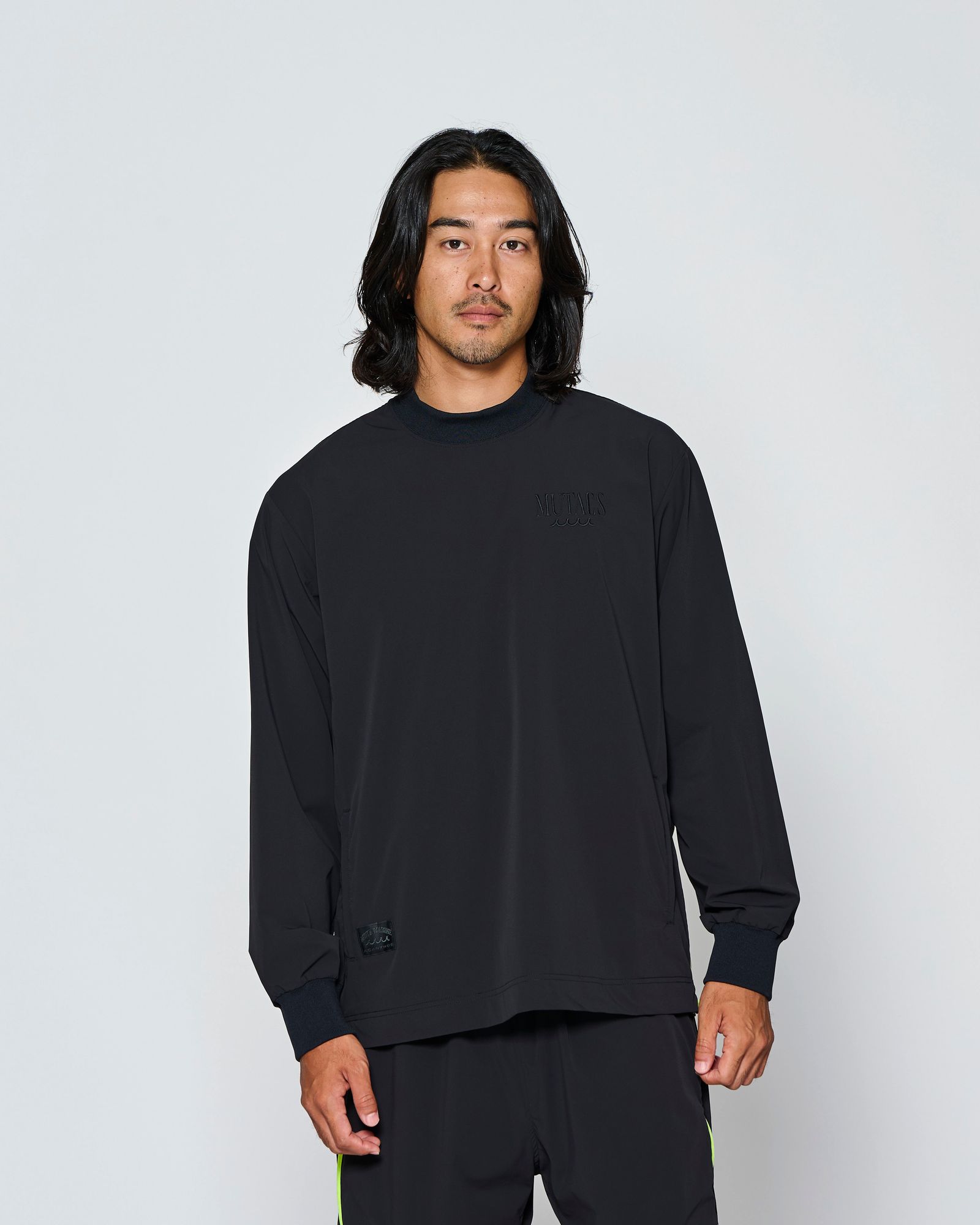 ☆先行予約☆muta MARINE × ACANTHUS  / サイドジップ長袖モックネックTシャツ /  Side Zip L/S Mock Top / BLACK【MA2706】