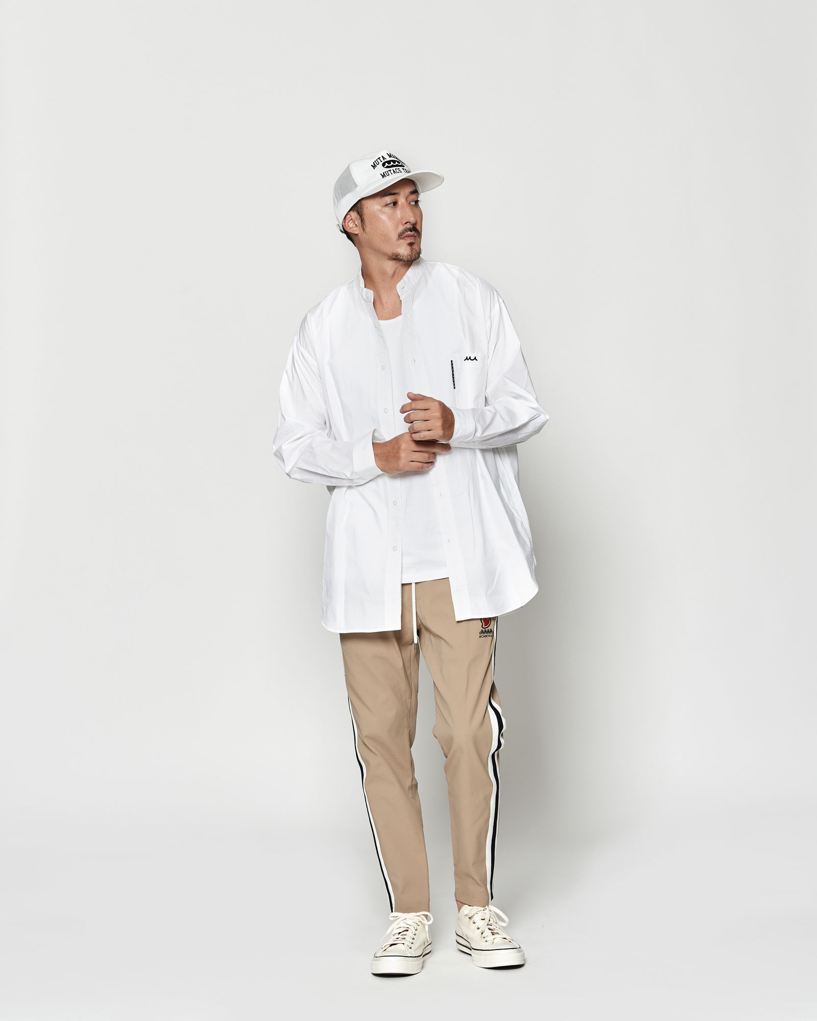 ☆先行予約☆muta MARINE × ACANTHUS  / オーバーサイズバンドカラーシャツ / Oversized Band Collar Shirt / WHITE【MA2630】