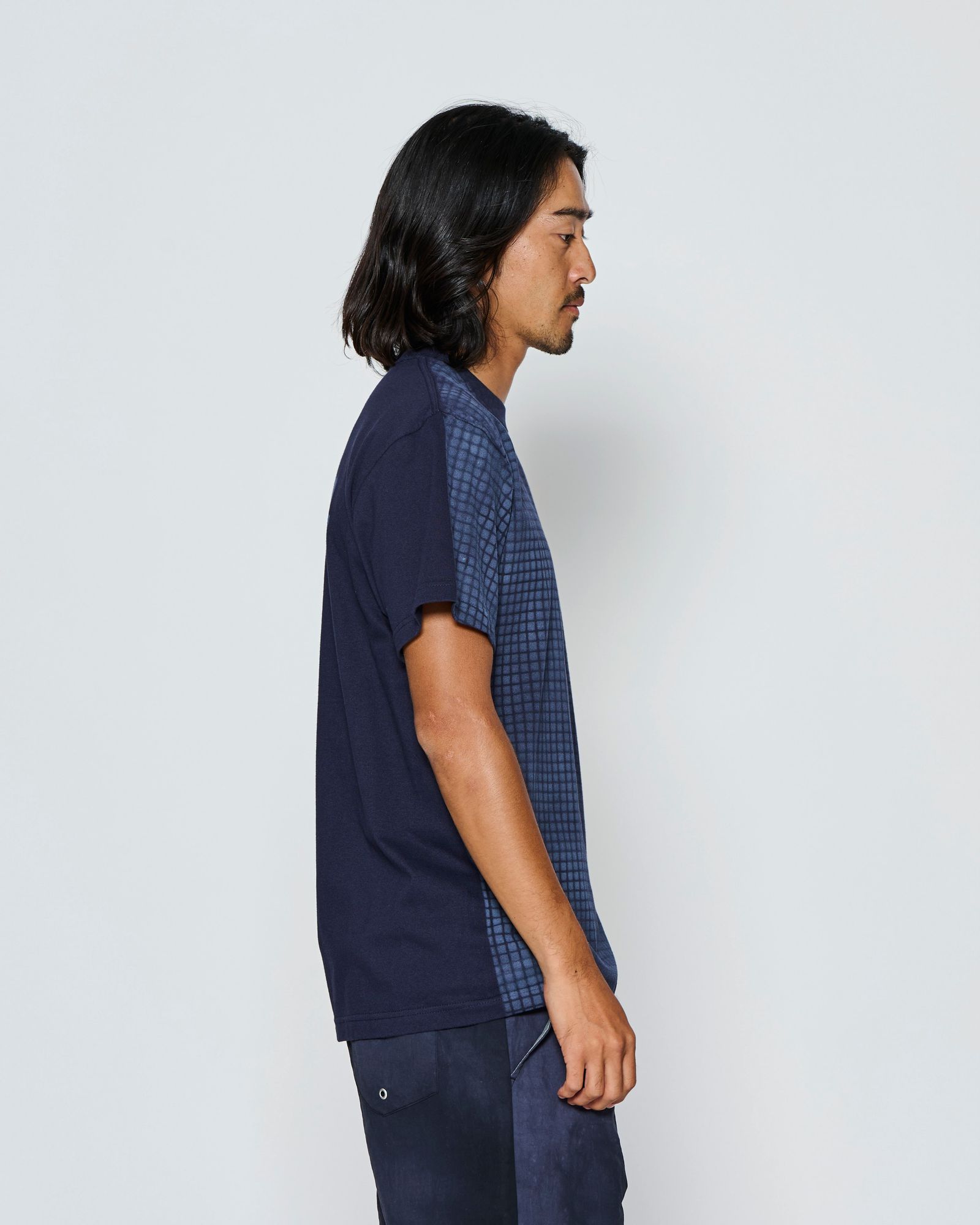 ☆先行予約☆muta MARINE × ACANTHUS  / グリッド柄プリントTシャツ /  Grid Print Tee / NAVY【MA2718】