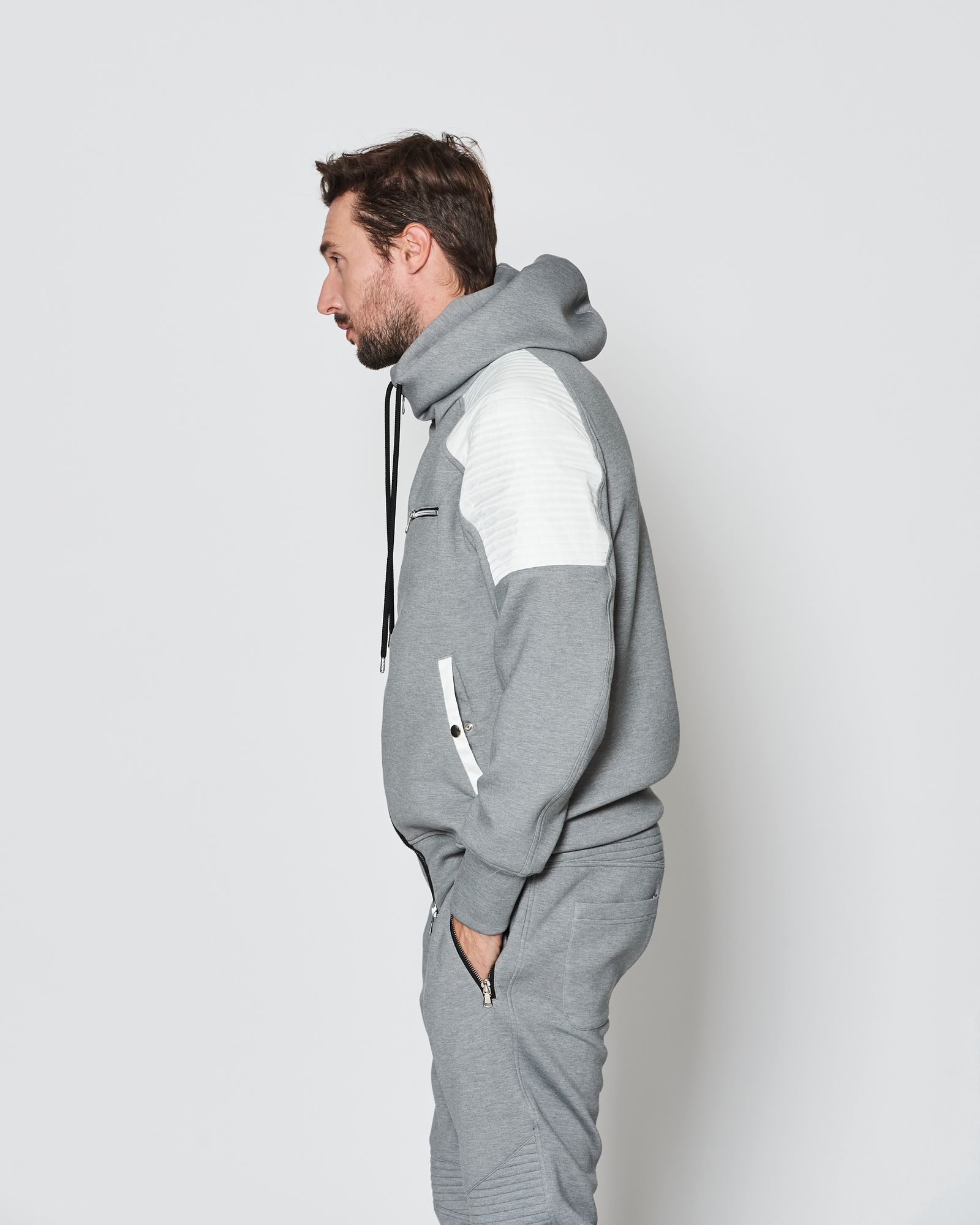 Double-knit Biker Hoodie / バイカーフーディ / GRAY 【DK2501】