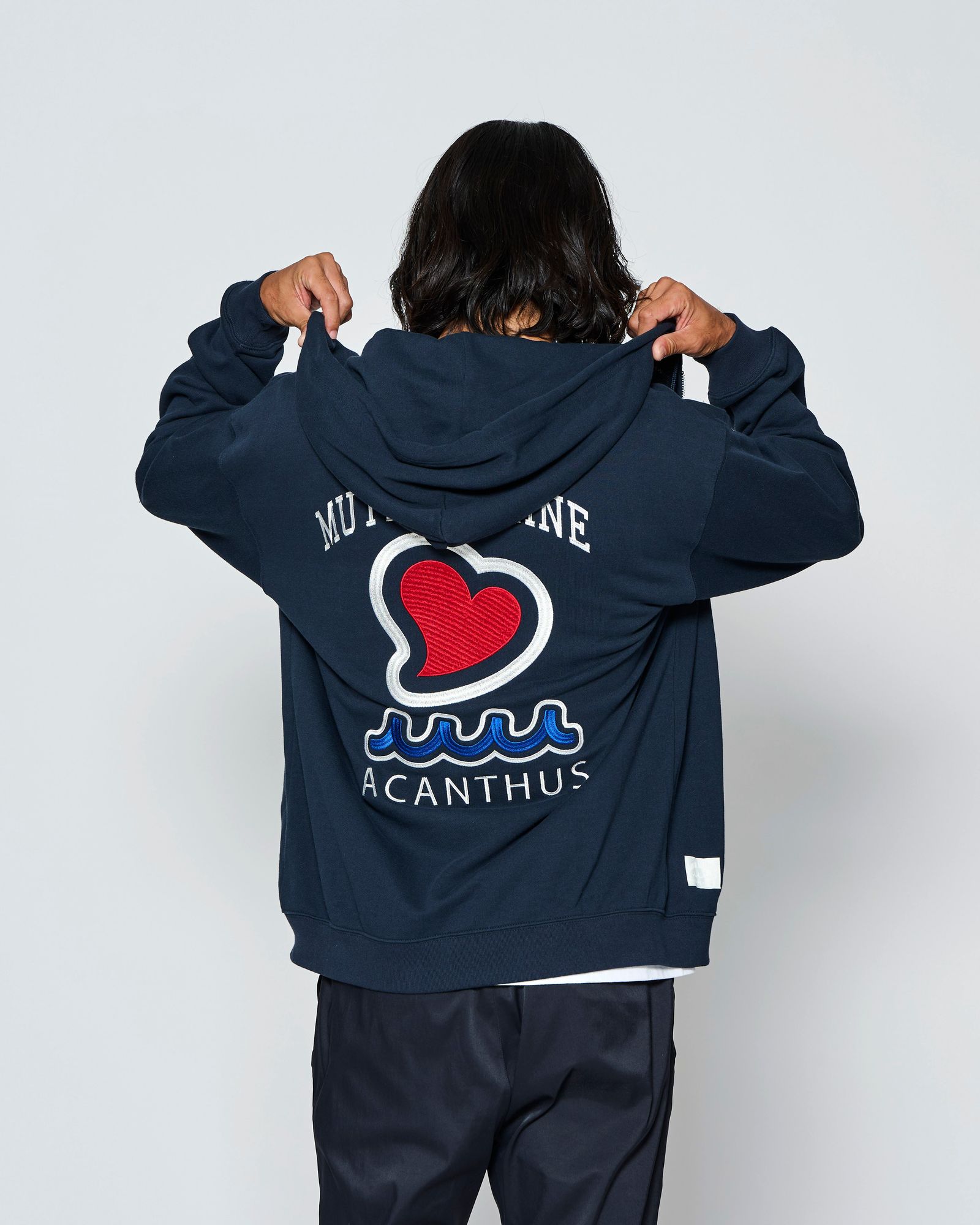 ☆先行予約☆muta MARINE × ACANTHUS  / スーベニアジップアップスウェットフーディー / ジップパーカー /  Souvenir Zip-up Hooded Sweatshirt / NAVY【MA2712】