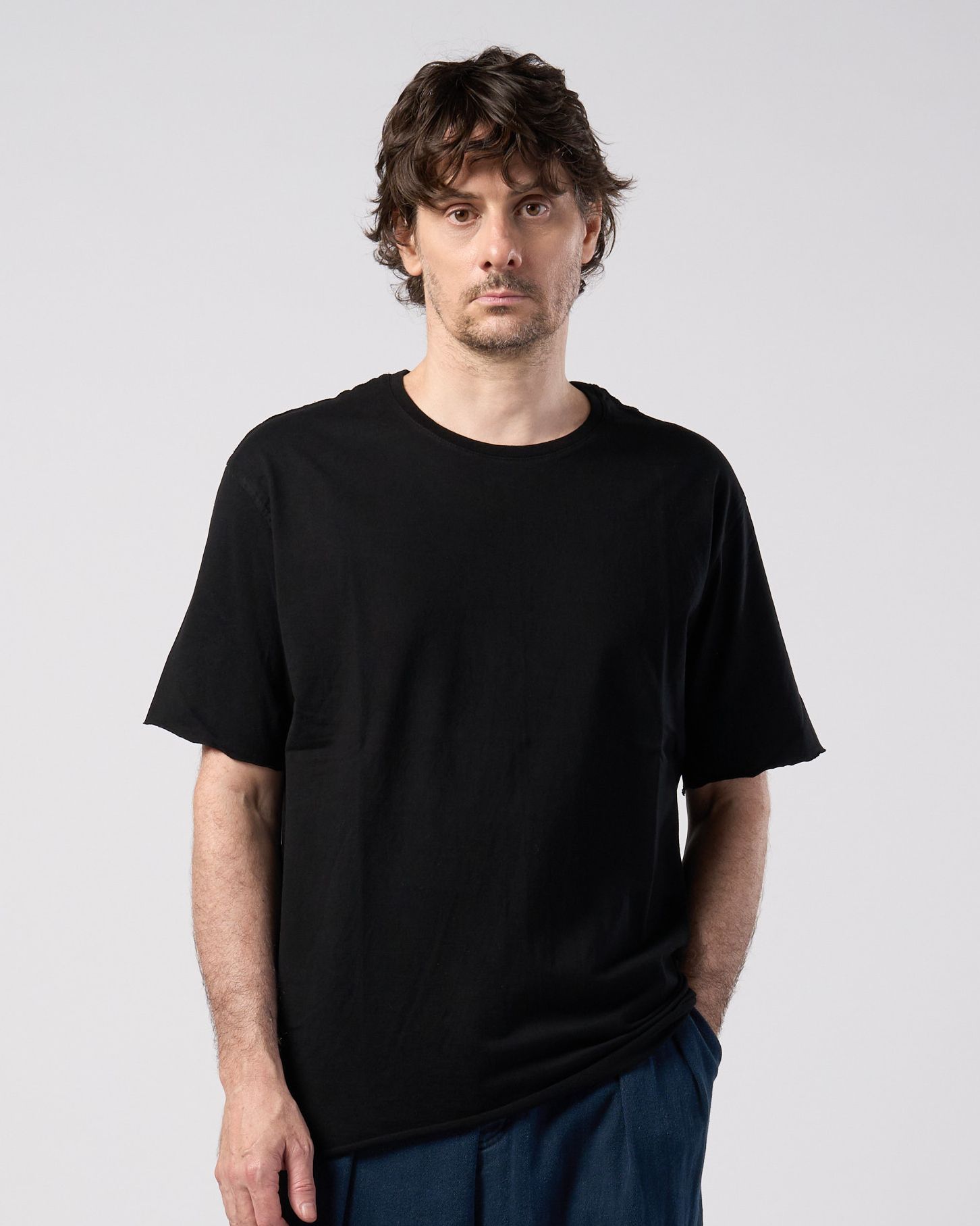 ☆先行予約☆ wjk  / カットオフクルーネック半袖Tシャツ / cut-off crew-neck S/S / deep black【7001 js01k】