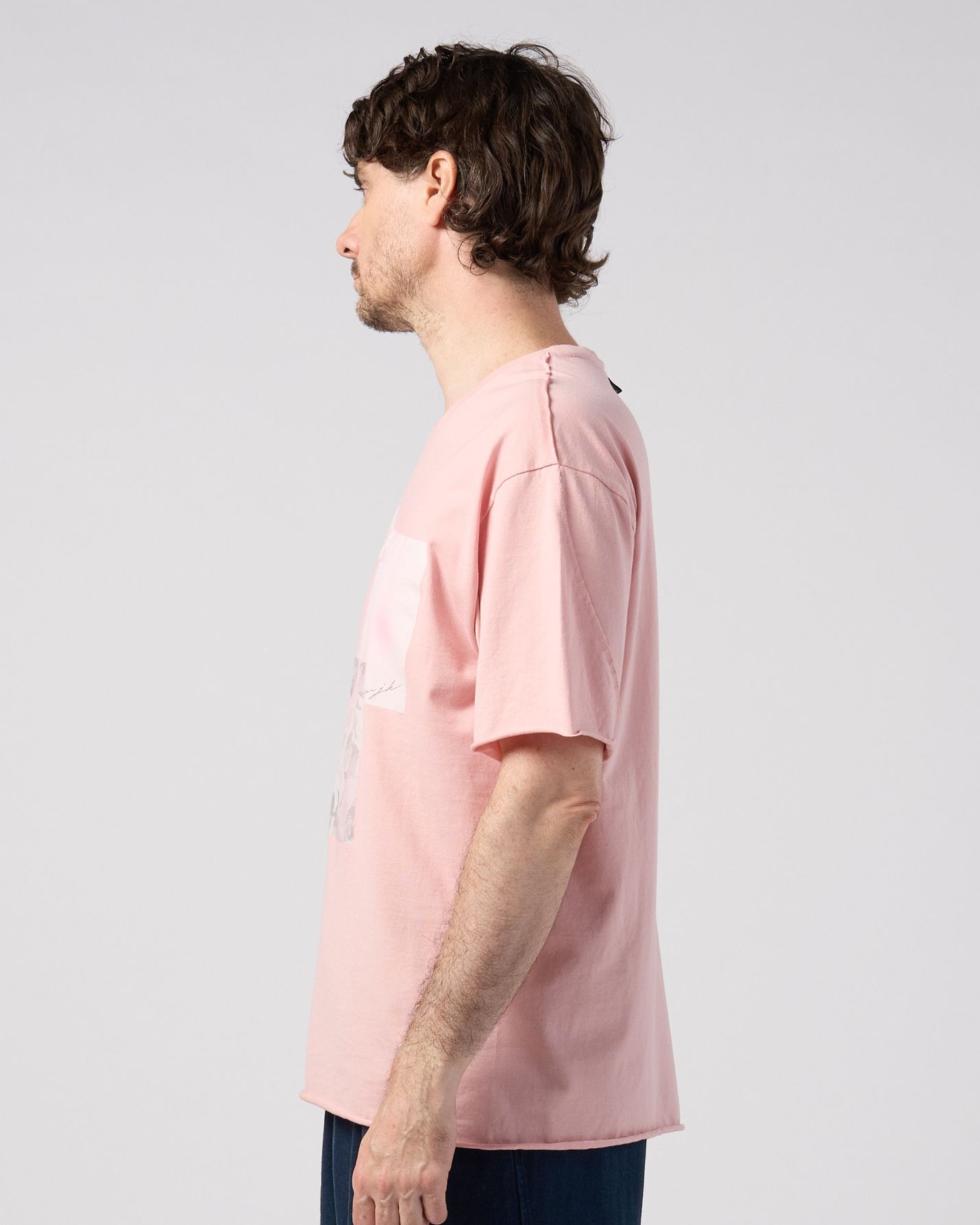 ☆先行予約☆ wjk  / ペーパープリント加工カットオフ半袖Tシャツ / paper print dust cut-off S/S / pink 【7153 lj93k】
