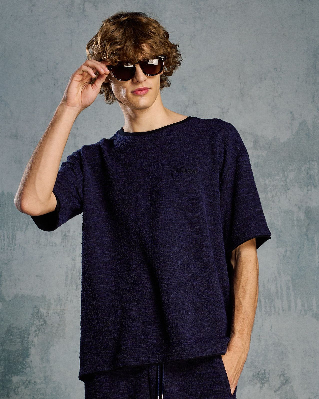 ☆先行予約☆ muta × wjk  / ニットジャガード リラックス Tシャツ / knit jacquard relax S/S / NAVY [702 mw02i]