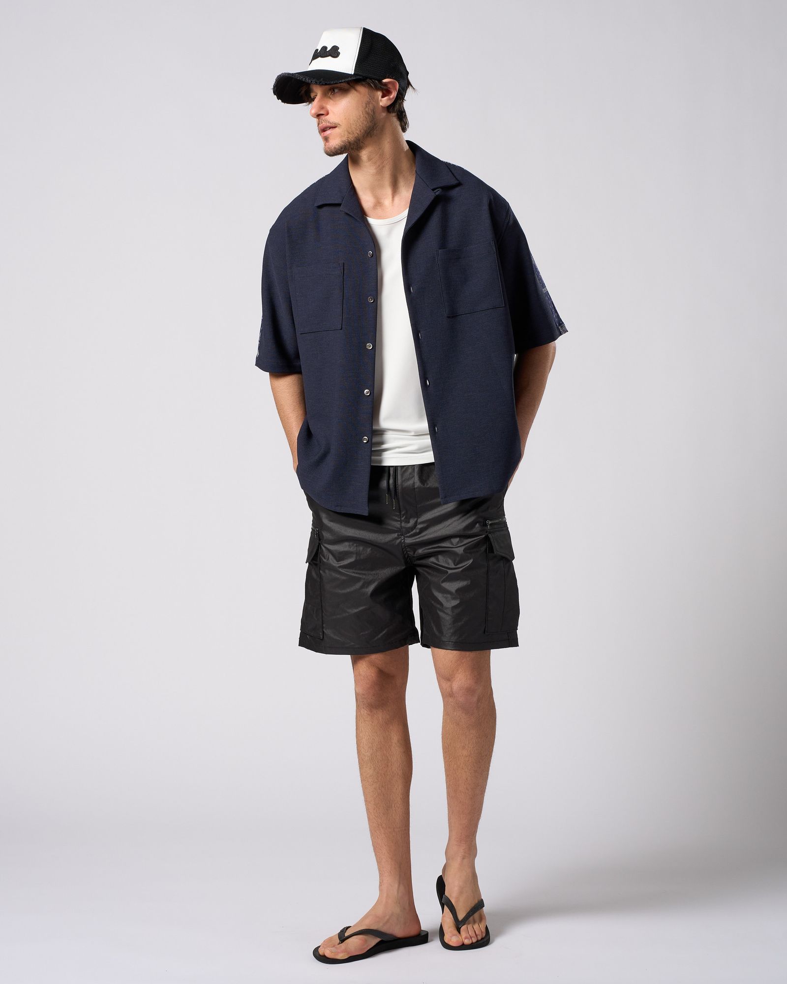 ☆先行予約☆ カーゴショーツ / solid cargo shorts / BLACK [5220 pe52i]