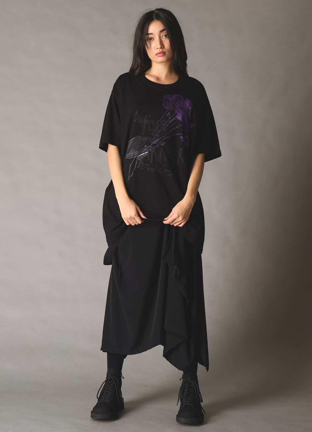 JERSEY ROSE AND HANDS T-SHIRT / BLACK [GK-T78-070-2]