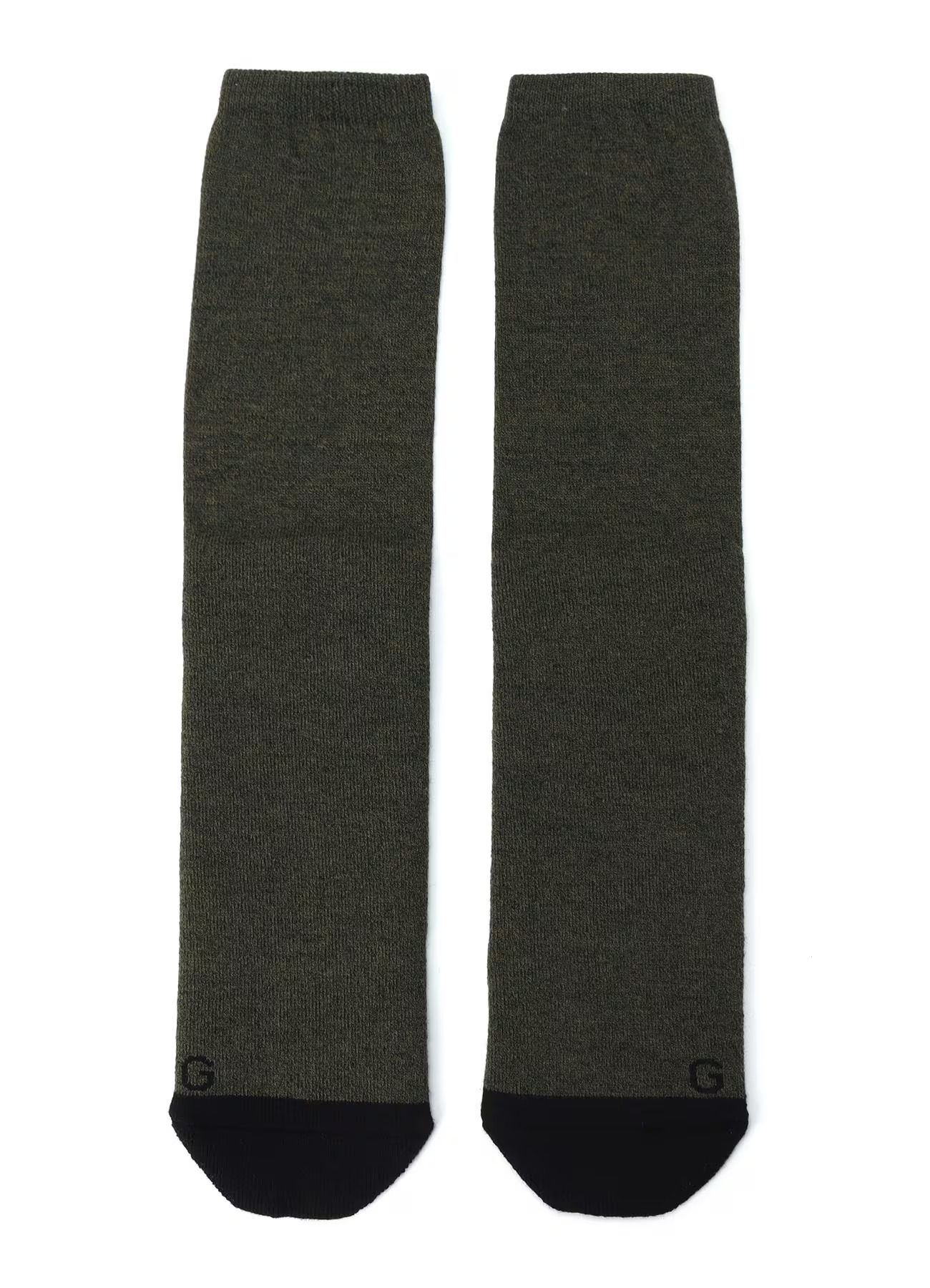 WOOL COTTON TWO TONE TUBE SOCKS / ツートンカラーチューブソックス / カーキ [GL-M01-052-2-02]