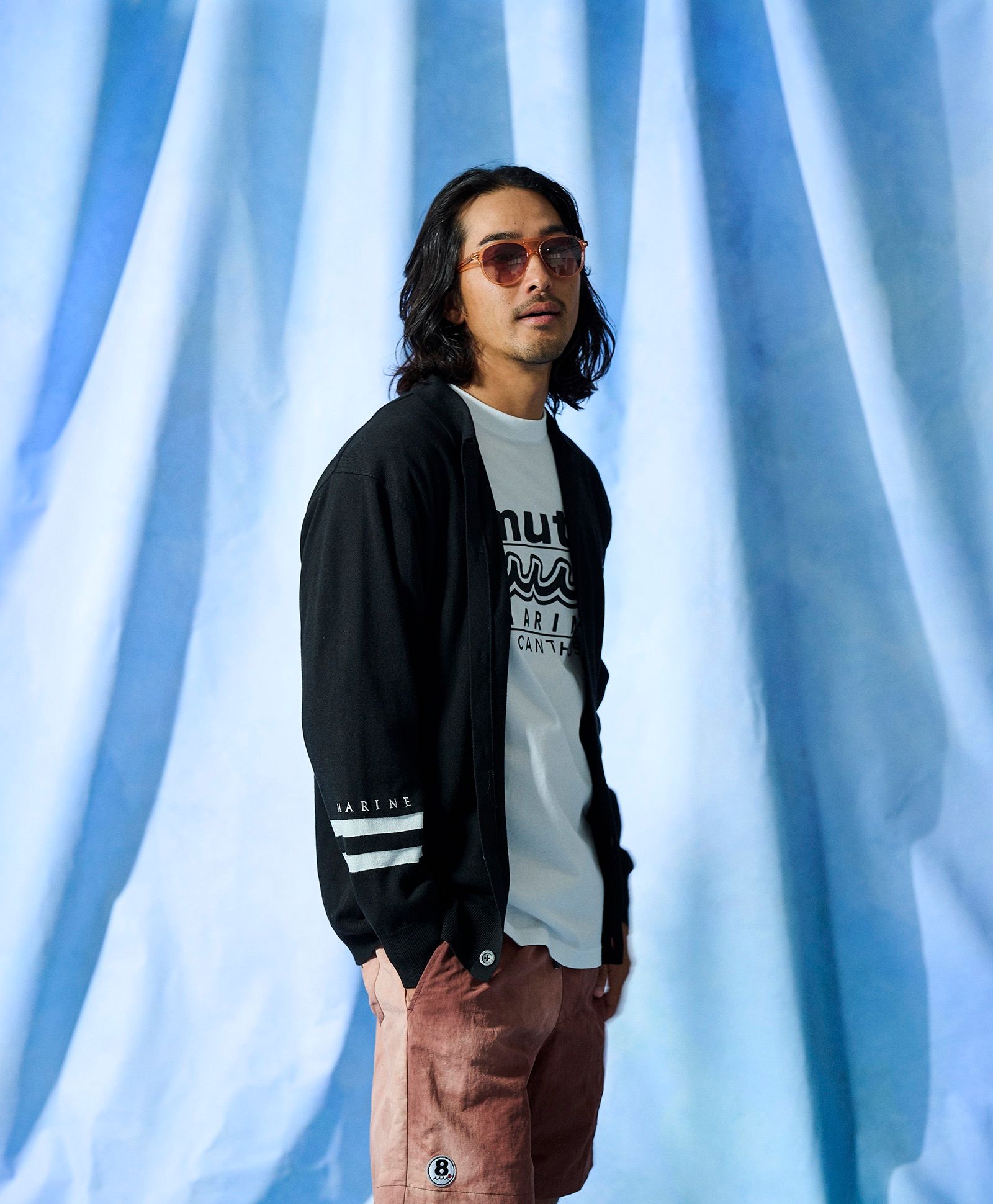 ☆先行予約☆muta MARINE × ACANTHUS  / ニットカーディガン / muta knit cardigan / BLACK【MA2725】