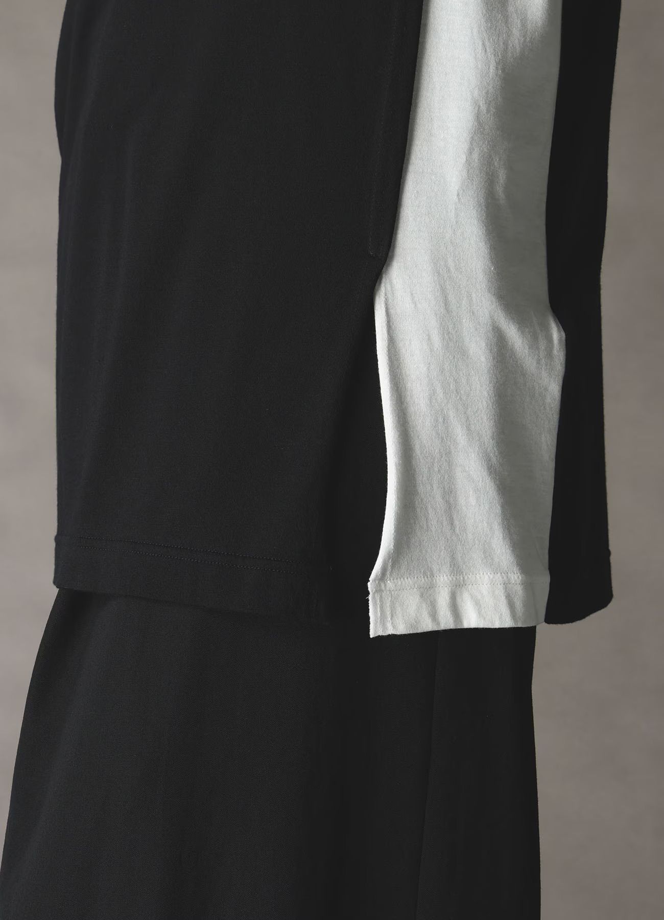 COMBINATION JERSEY MIX T-SHIRT / BLACK [GK-T10-803-1]