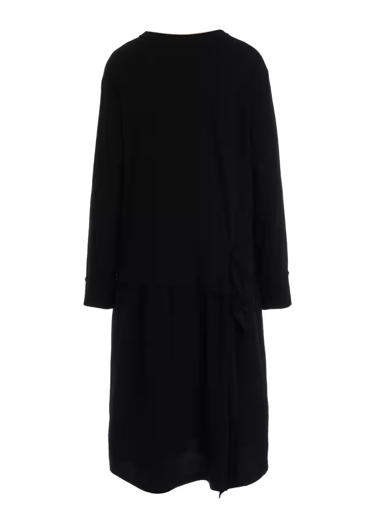 SILICON JERSEY+CREPE de CHINE PANEL LONG DRESS / BLACK  [GW-D04-801-1]