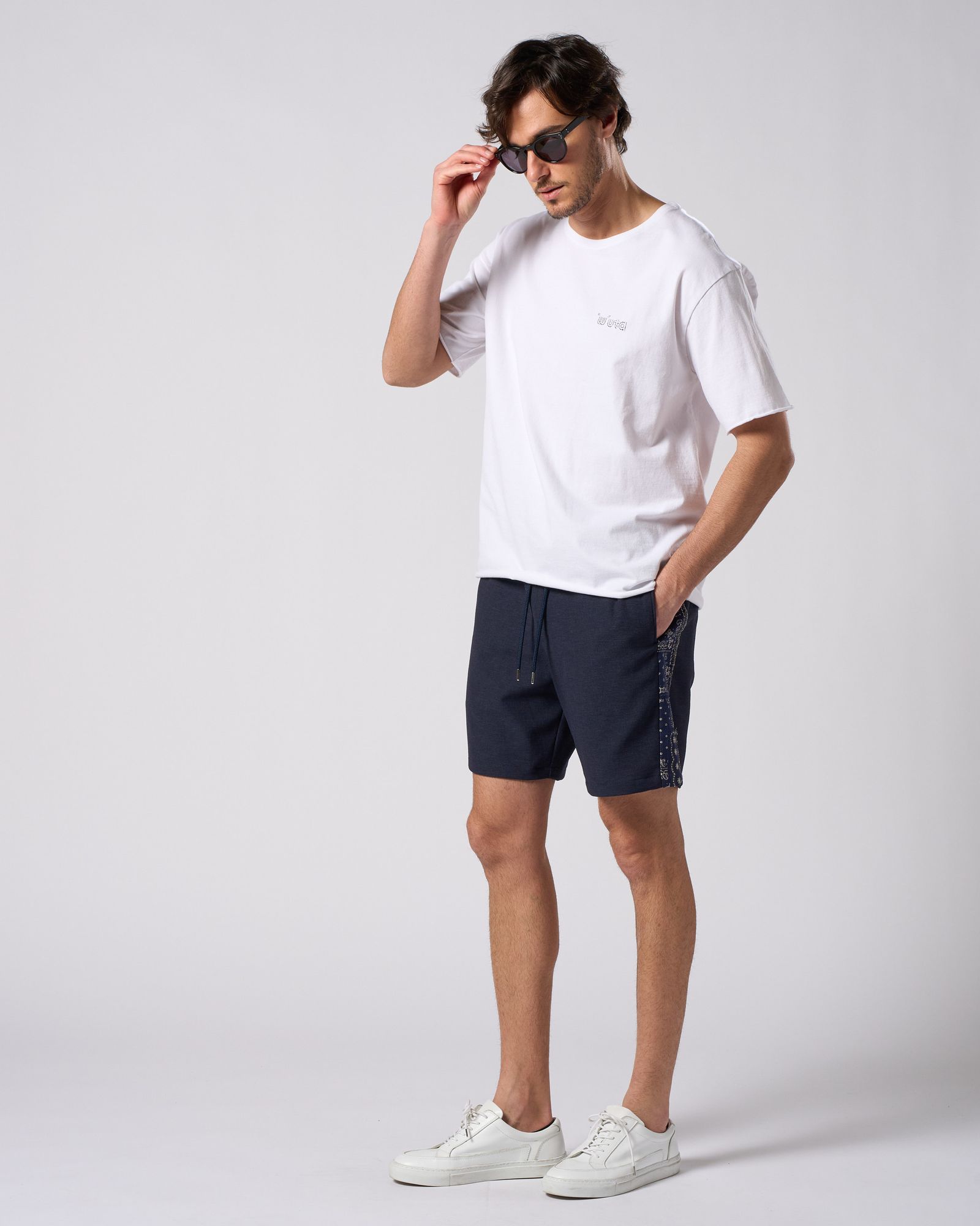 ☆先行予約☆ バンダナプリントパネルショーツ / bandana print panel shorts / NAVY [5402 pe48i]