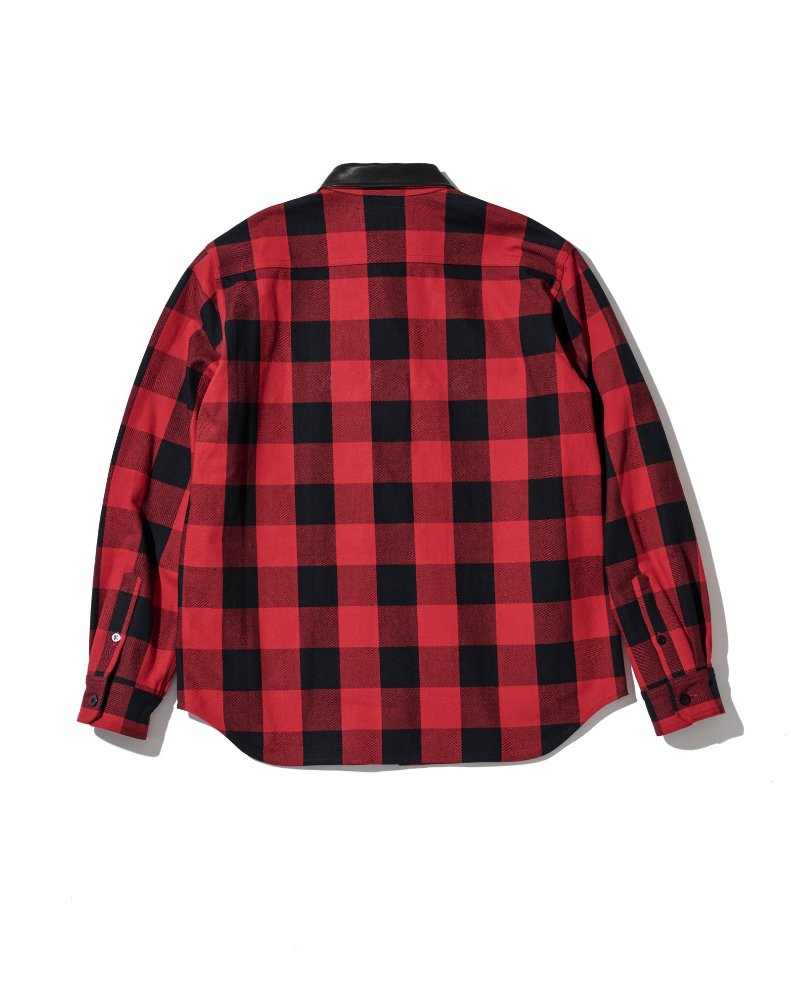 ☆先行予約☆/ レザーカラーチェックシャツ / Leather Collar Check Shirts / RED CHECK 【SH2603】