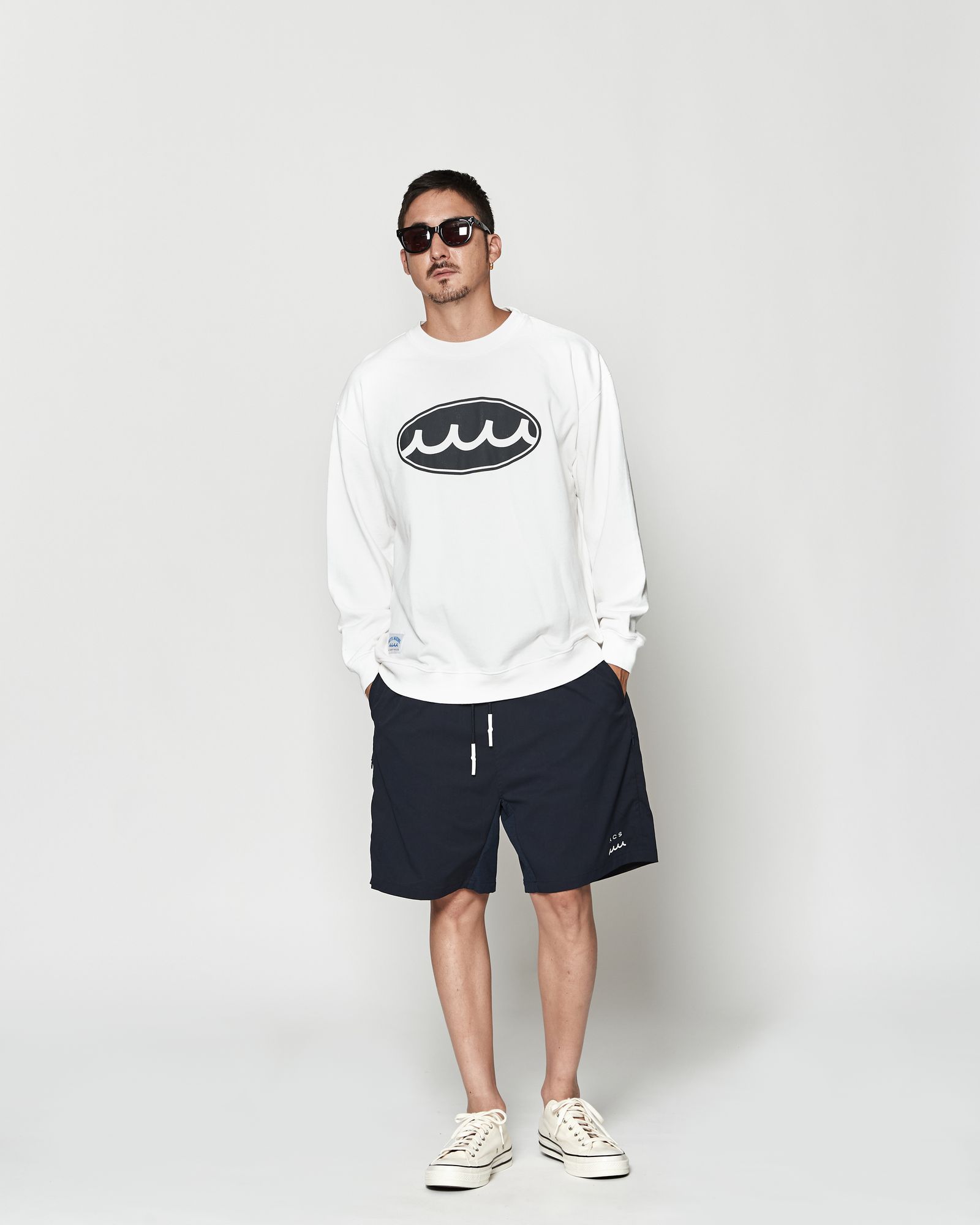 ☆先行予約☆muta MARINE × ACANTHUS  / エイジングサークルロゴクルーネックスウェット / Aging Circle Logo Crewneck / WHITE 【MA2611】