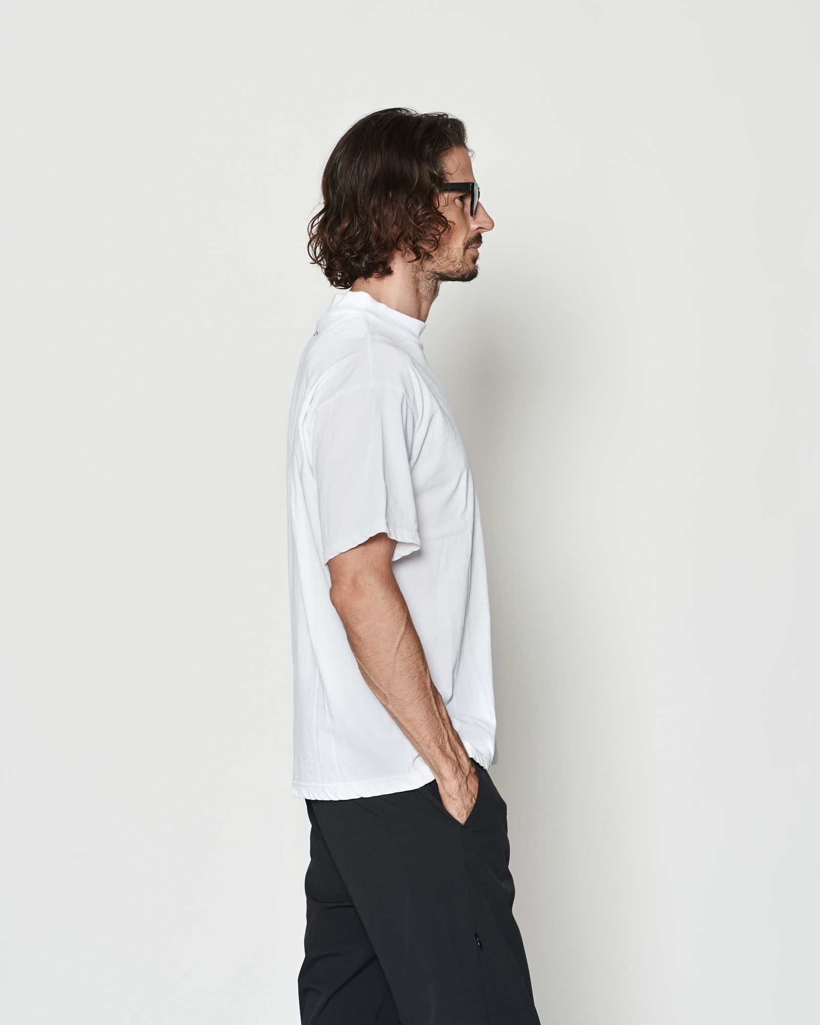 ☆先行予約☆ モックネックポケットTシャツ  / Mock Neck Pocket Tee / WHITE 【CT2608】