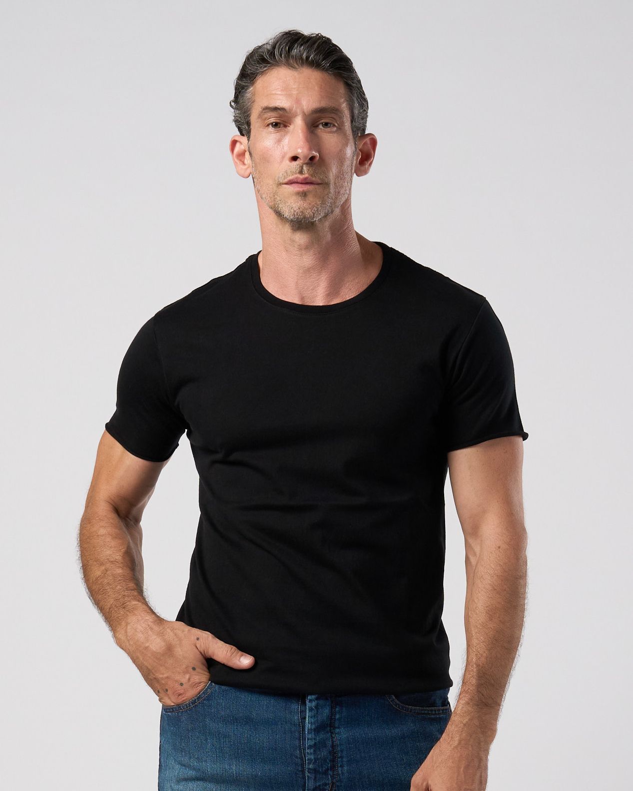 ☆先行予約☆ wjk  / スリムカットオフクルーネック半袖Tシャツ / slim cut-off crew-neck S/S / deep black【7003 js01k】