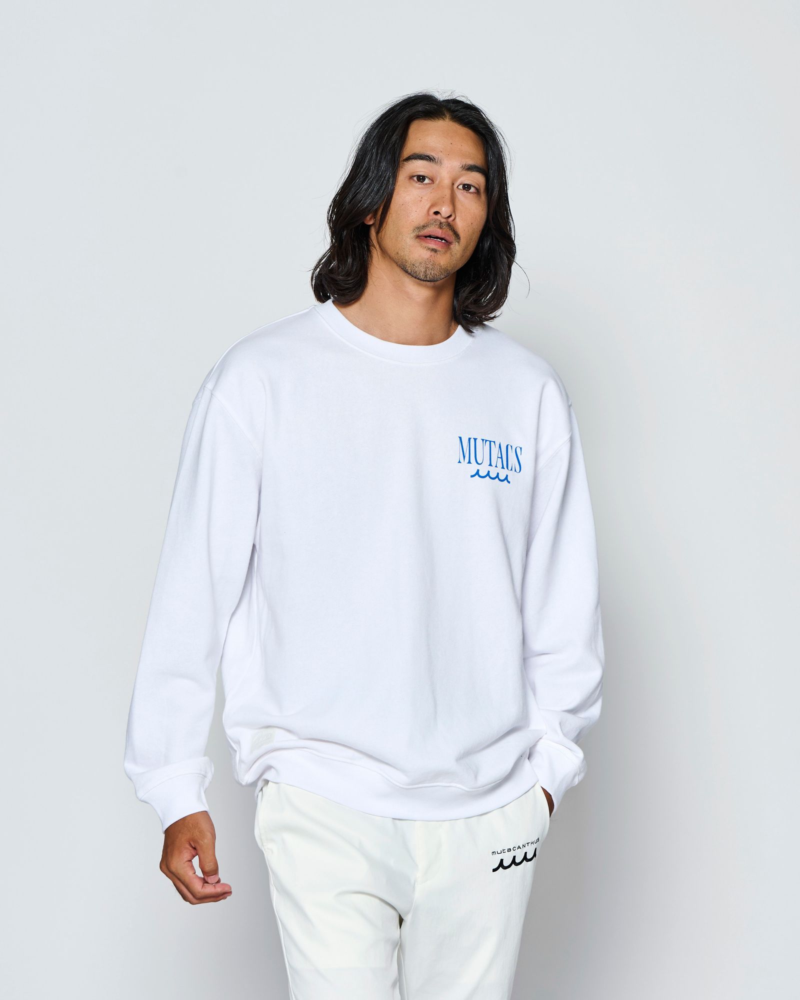 ☆先行予約☆muta MARINE × ACANTHUS  / サーフマンクルーネックスウェット / トレーナー /  Surf Man Crewneck / WHITE【MA2713】