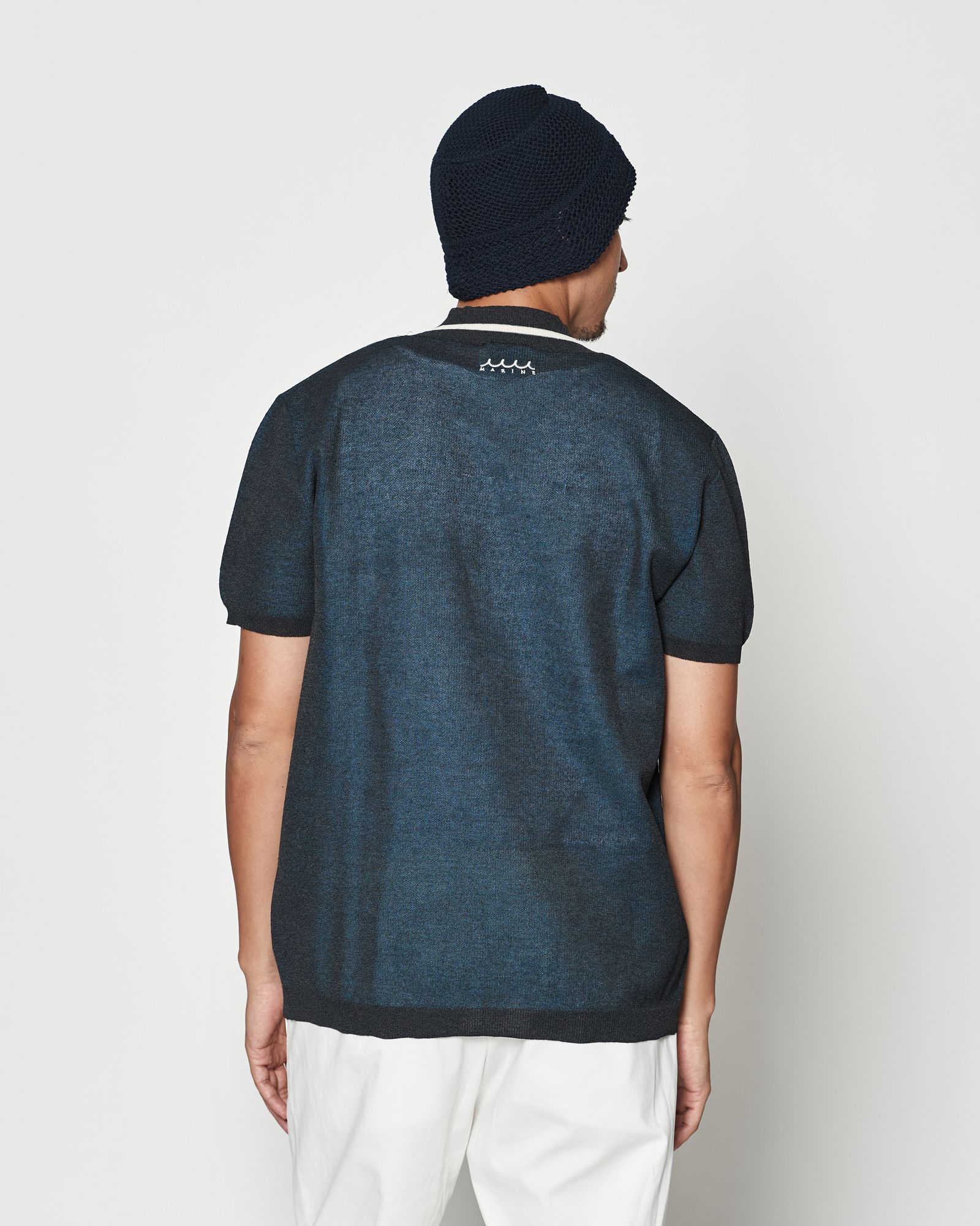 ☆先行予約☆muta MARINE × ACANTHUS  / 半袖ニット / Sheer Knit S/S Top / NAVY 【MA2634】